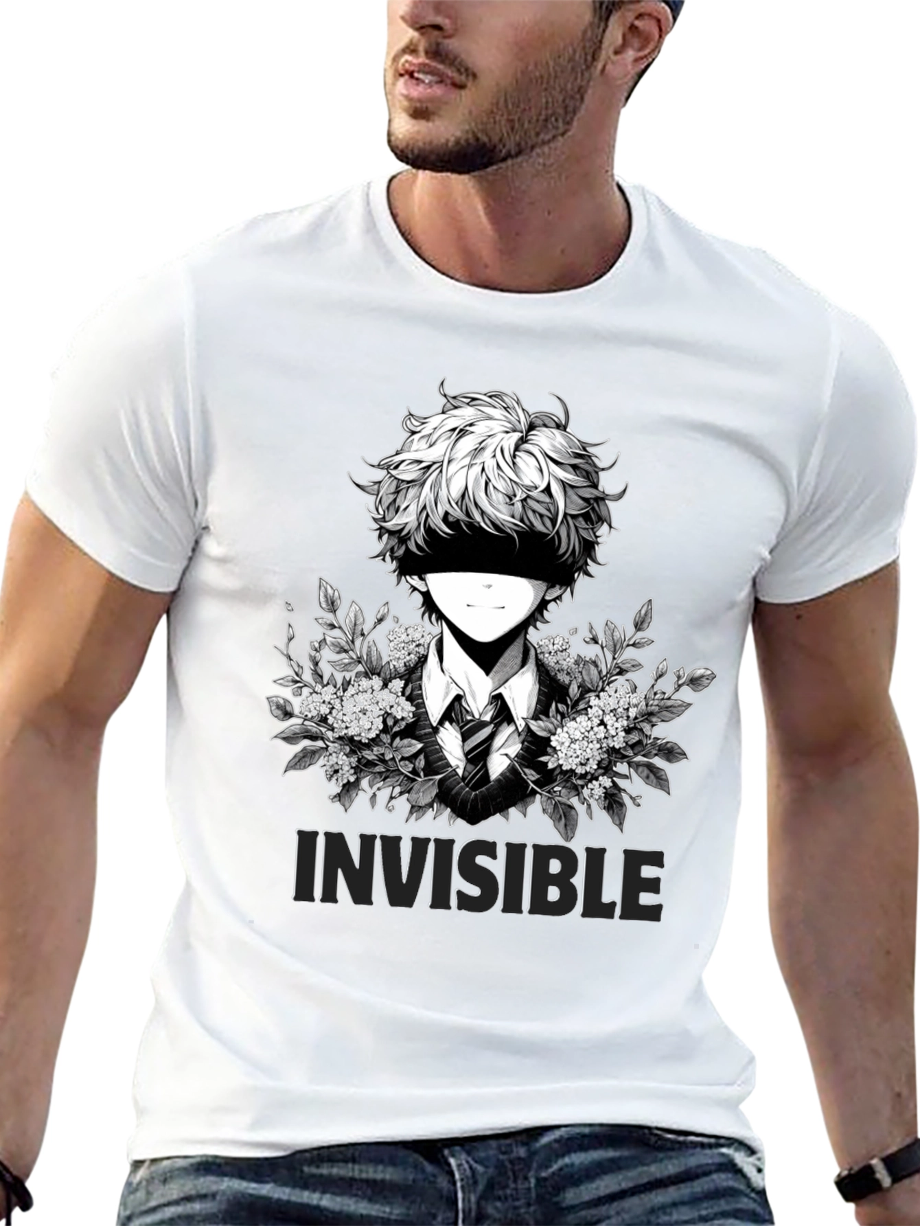 Invisible Anime T-Shirt - Black Graphic Tee