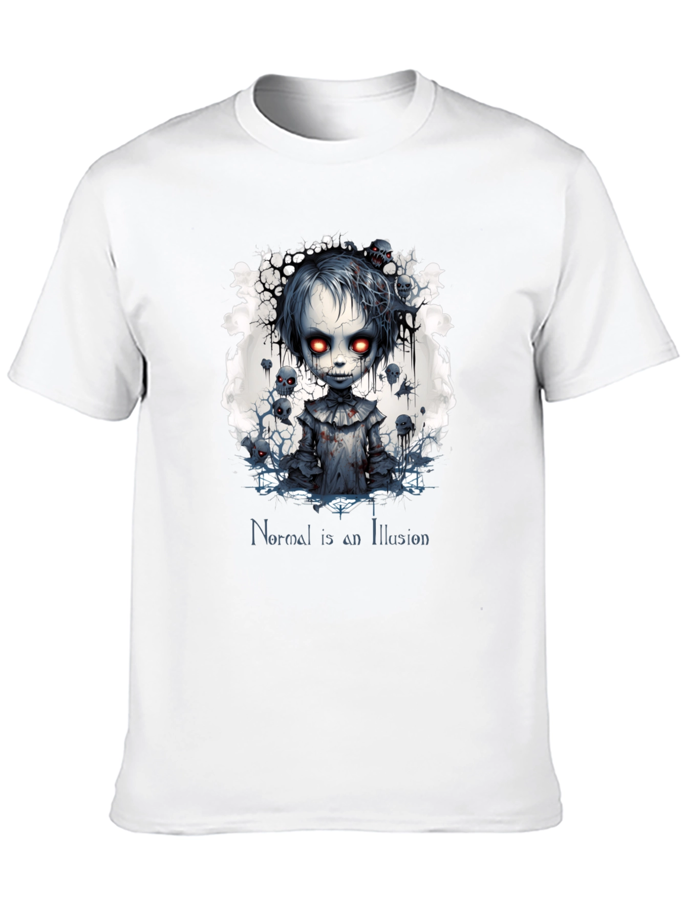 Creepy Doll Graphic Tee: Normal is an Illusion