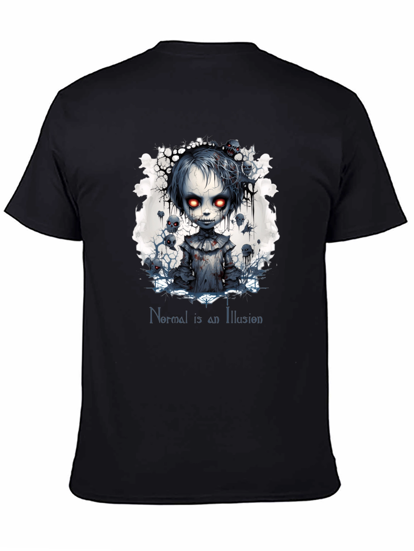 Creepy Doll Graphic Tee: Normal is an Illusion