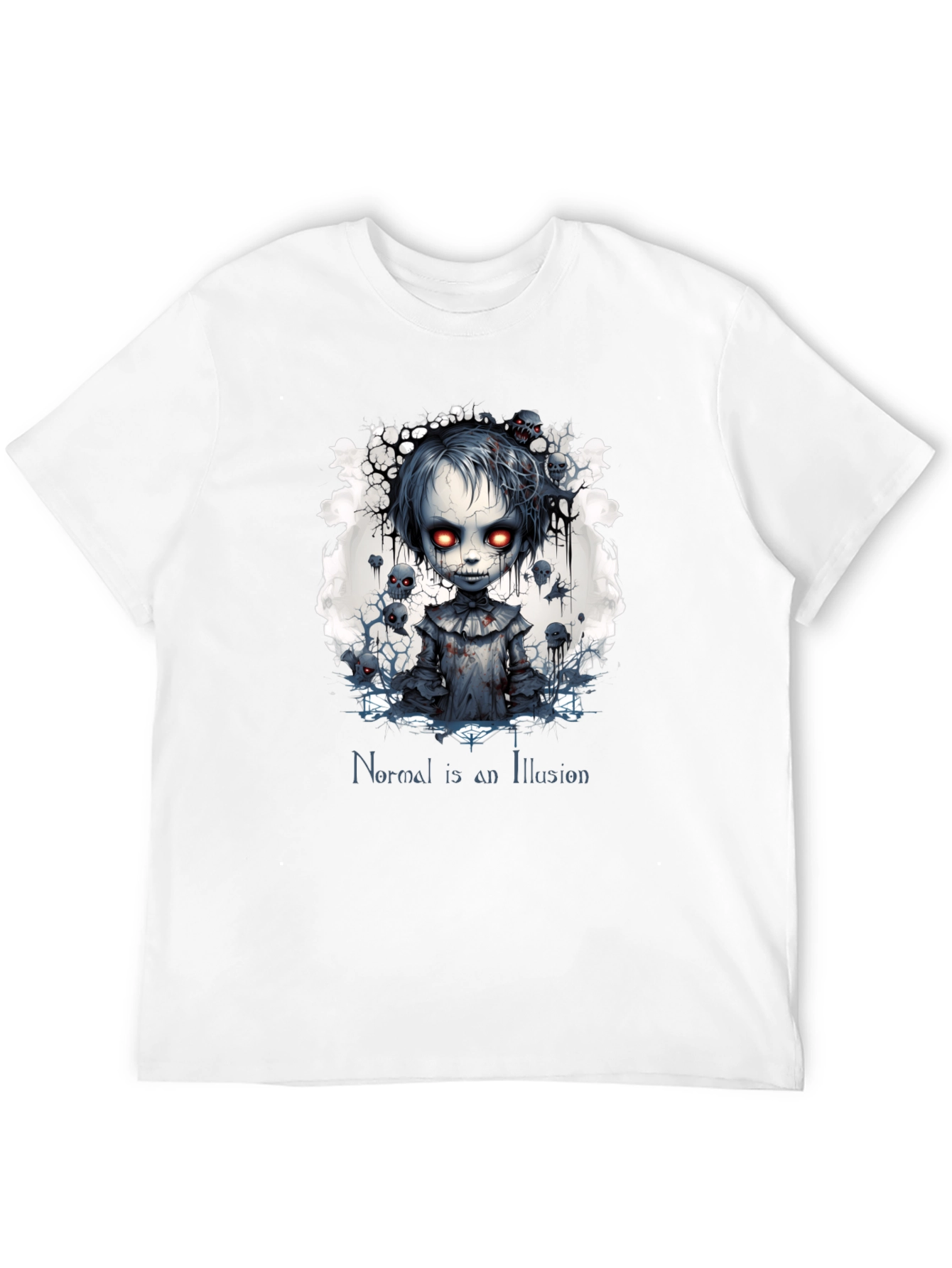 Creepy Doll Graphic Tee: Normal is an Illusion