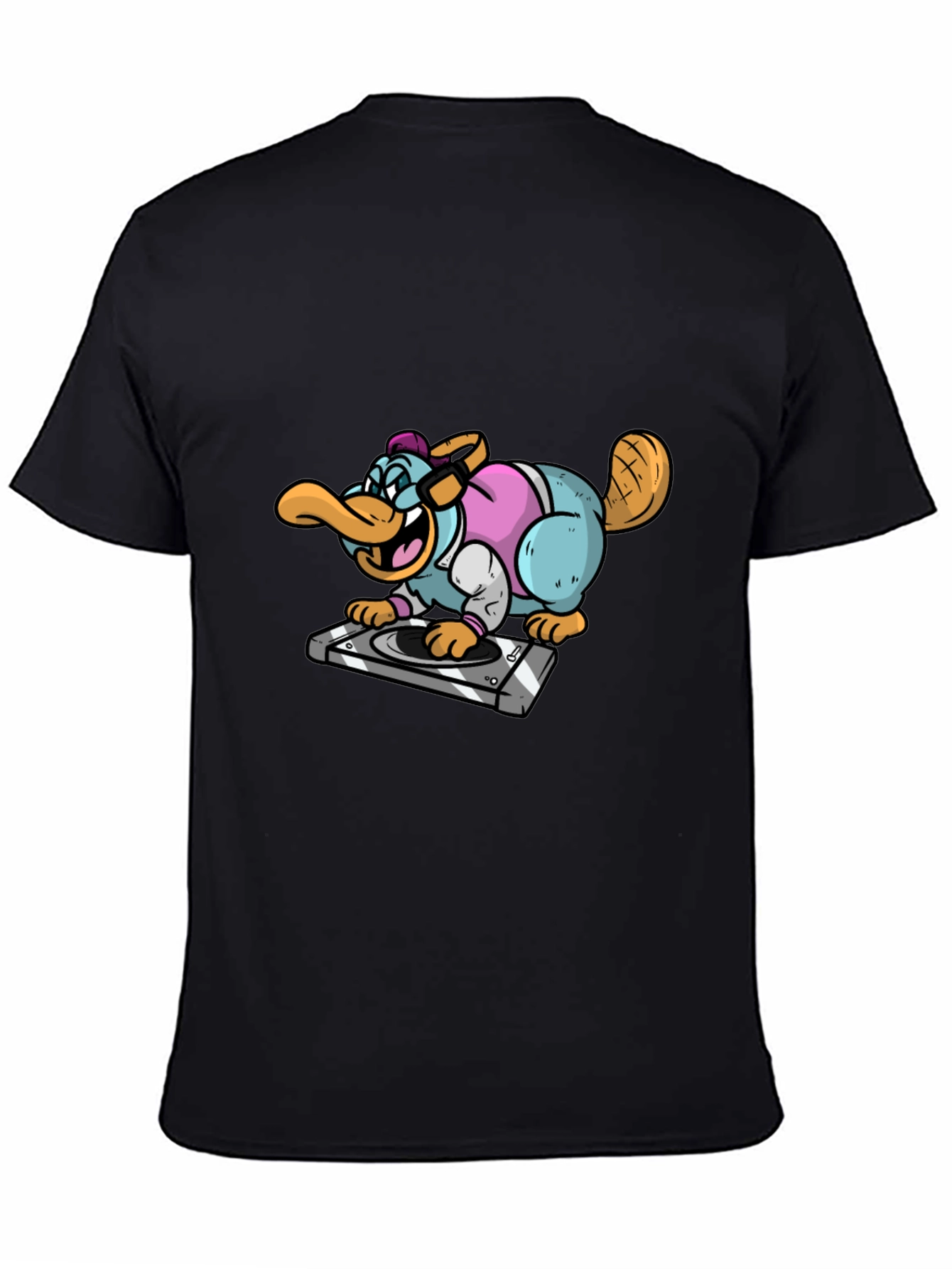 DJ Duck Beaver T-Shirt - Black Cotton Tee