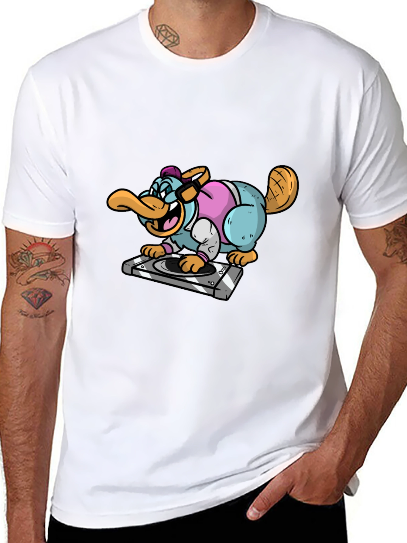 DJ Duck Beaver T-Shirt - Black Cotton Tee
