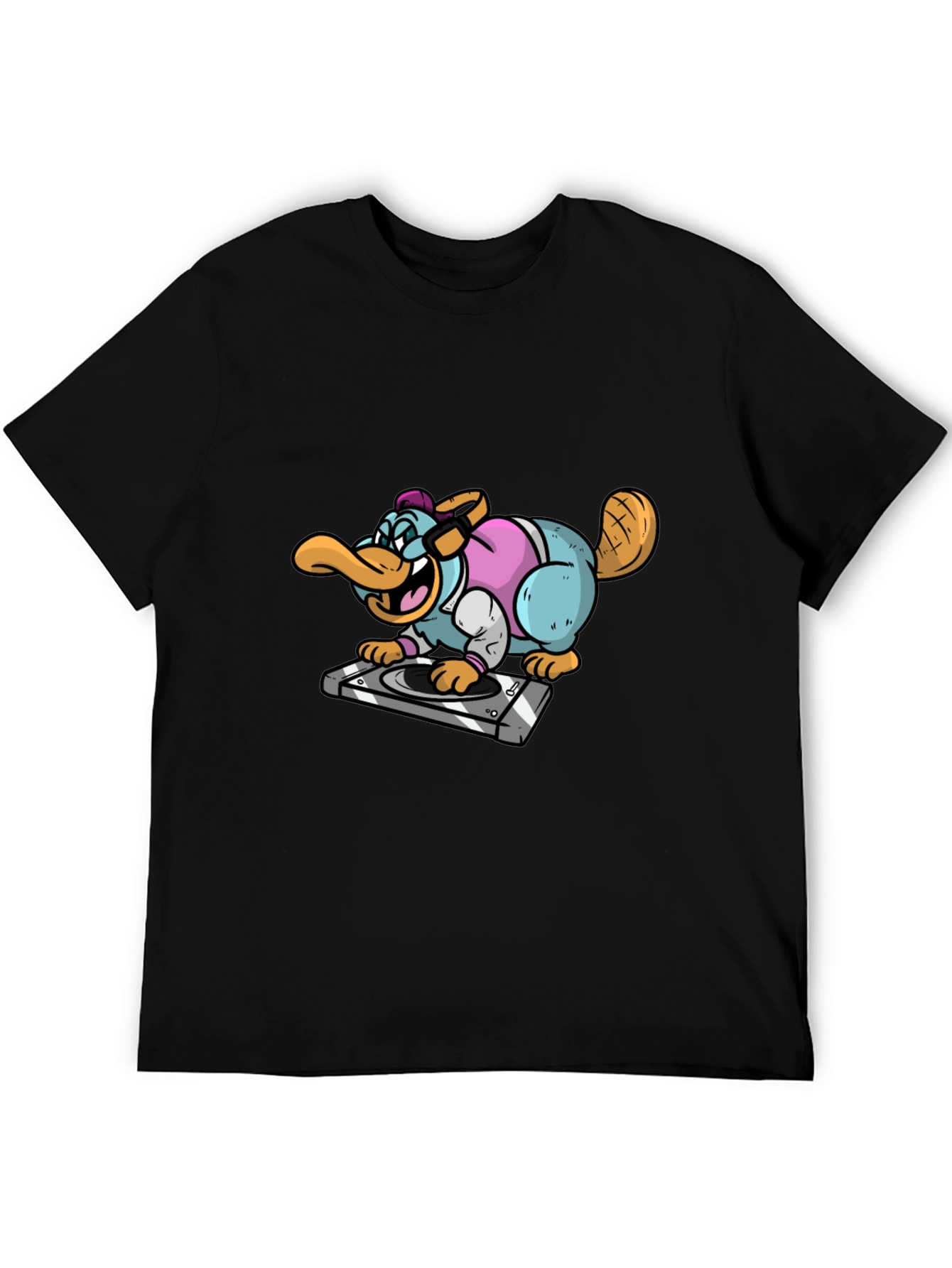 DJ Duck Beaver T-Shirt - Black Cotton Tee