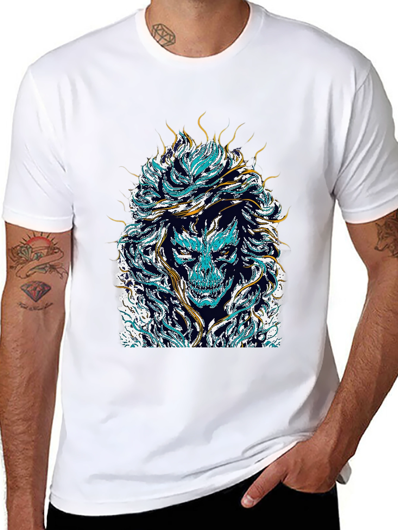 Mystical Skull Graphic Tee - Black Cotton Shirt