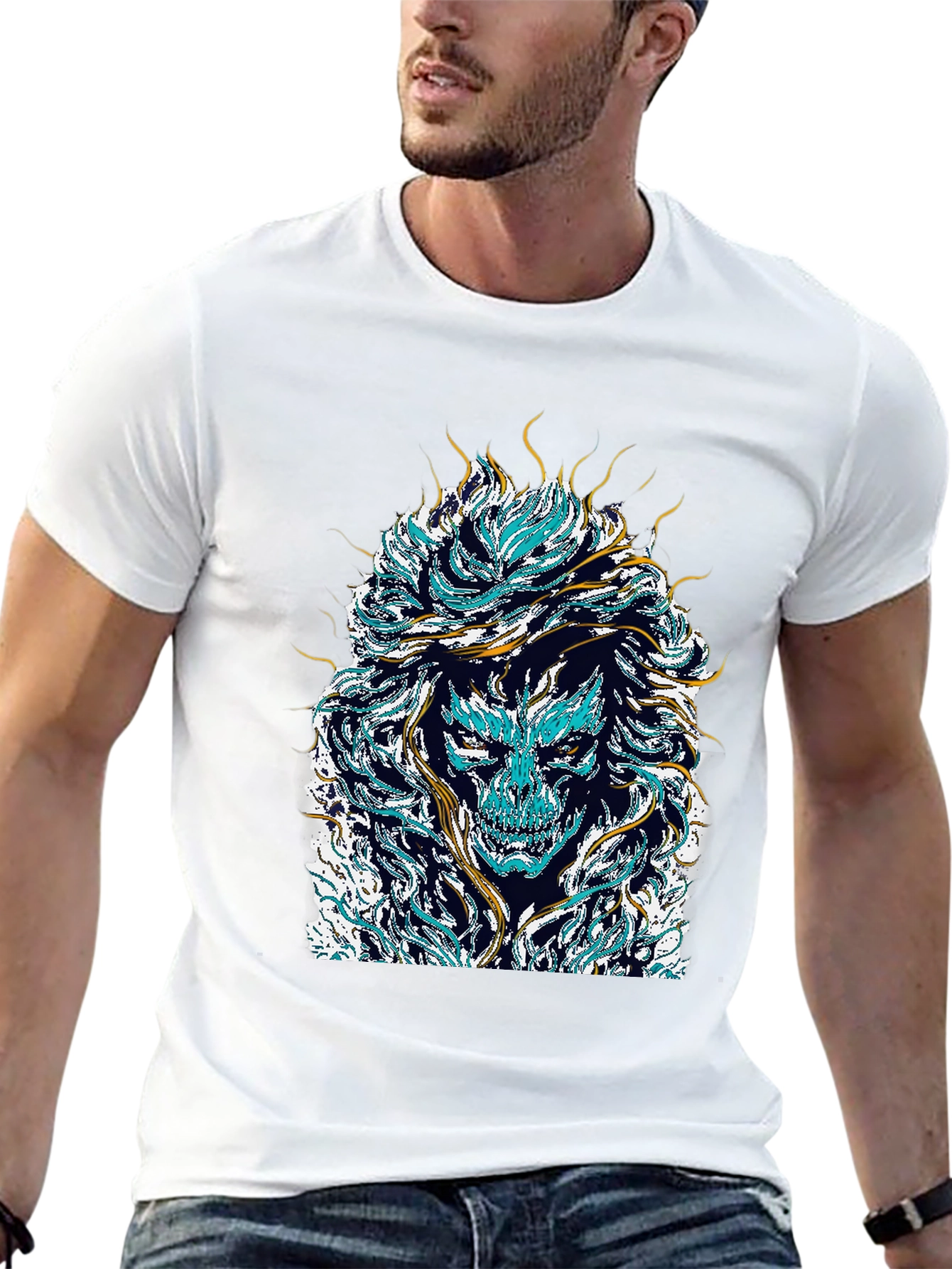 Mystical Skull Graphic Tee - Black Cotton Shirt