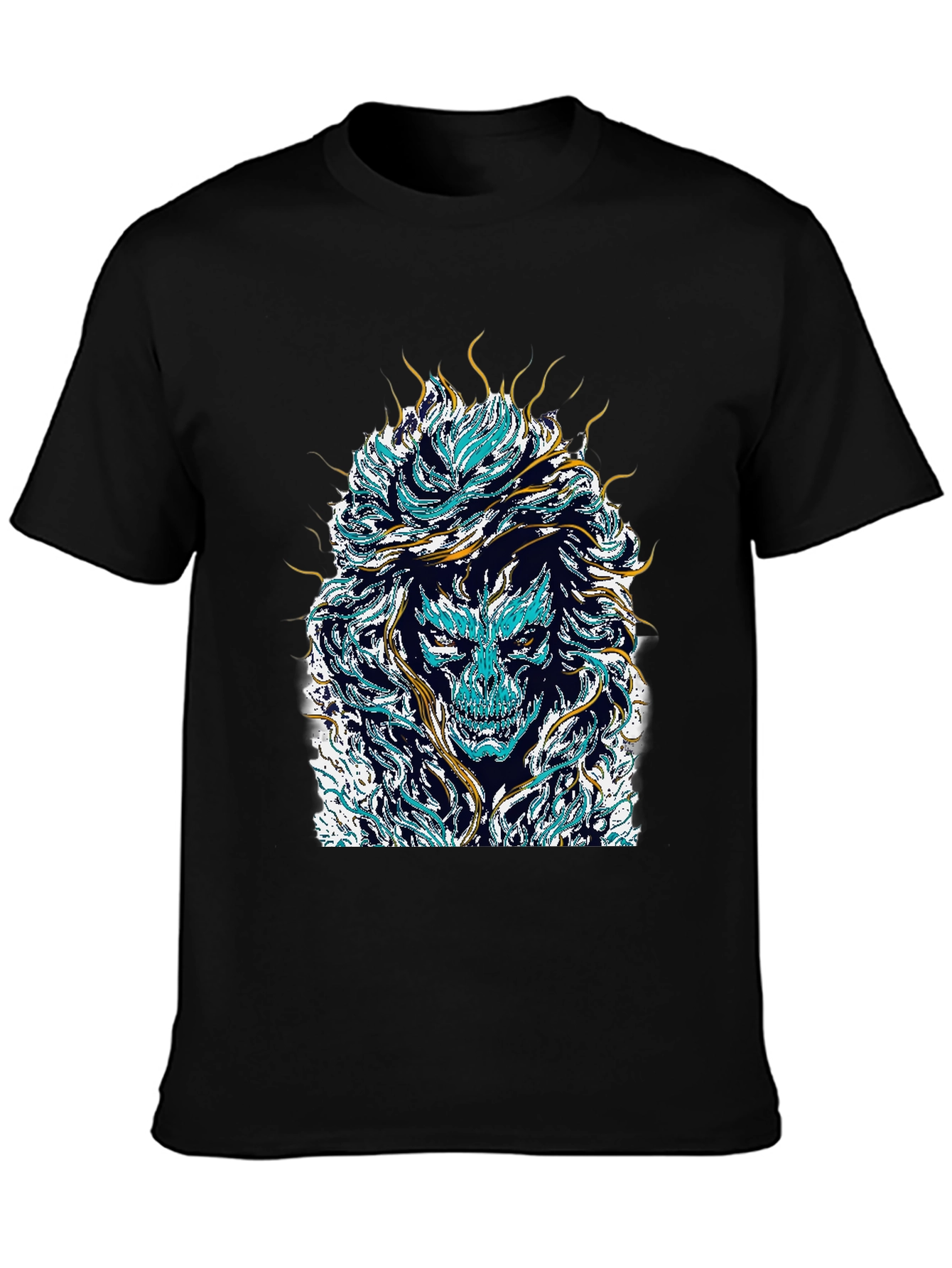 Mystical Skull Graphic Tee - Black Cotton Shirt