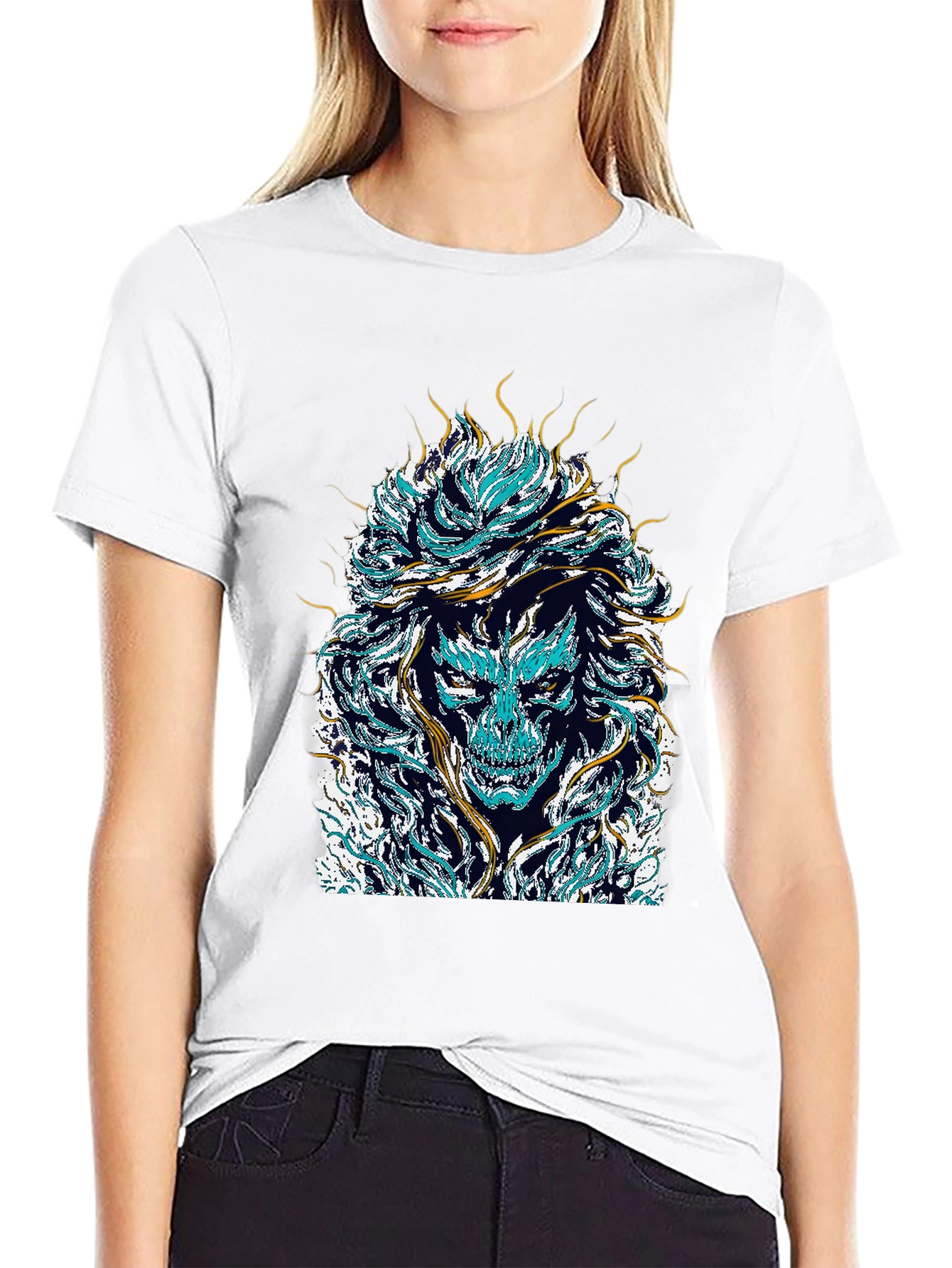 Mystical Skull Graphic Tee - Black Cotton Shirt