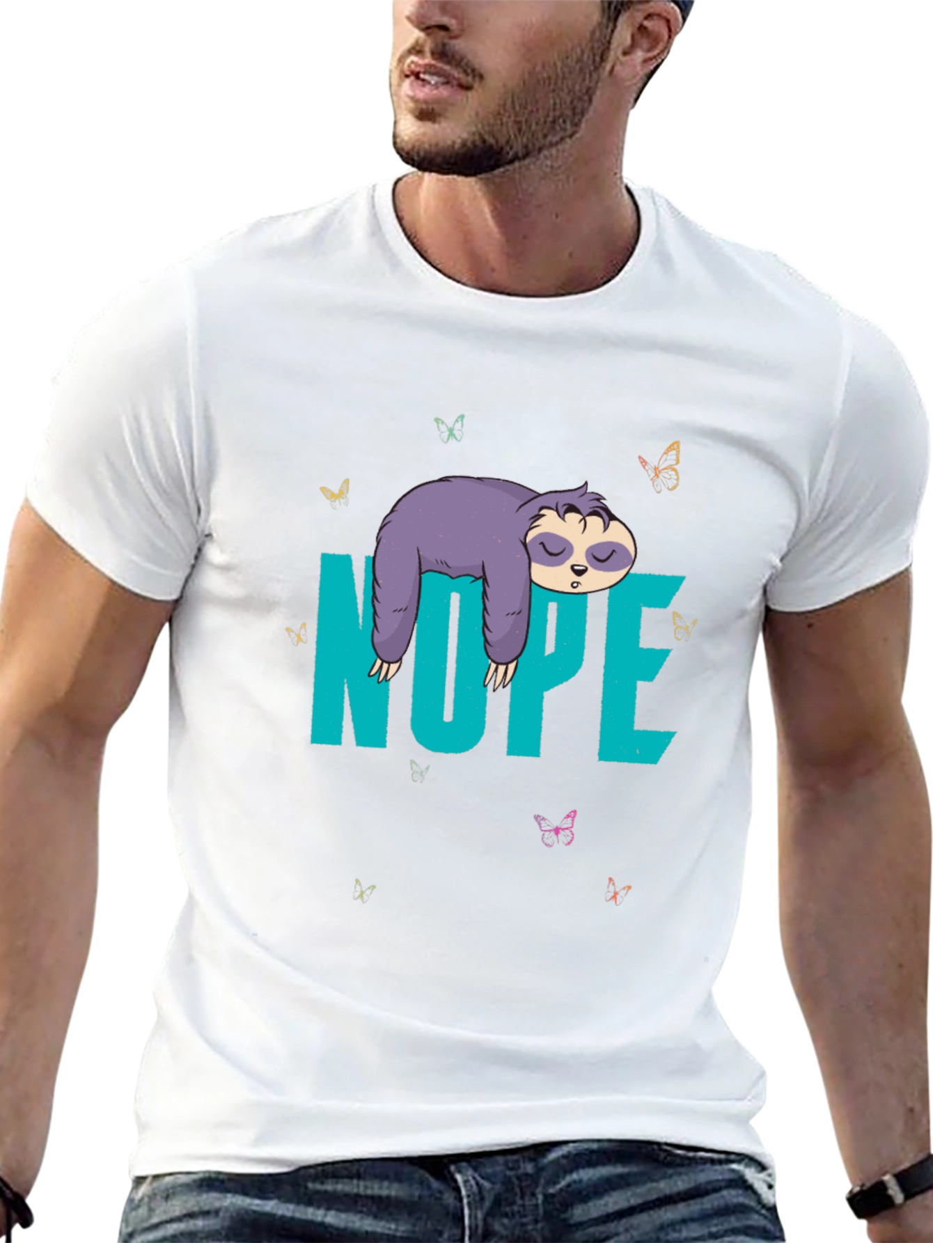 Sloth Nope Graphic Tee - Funny Lazy Animal T-Shirt