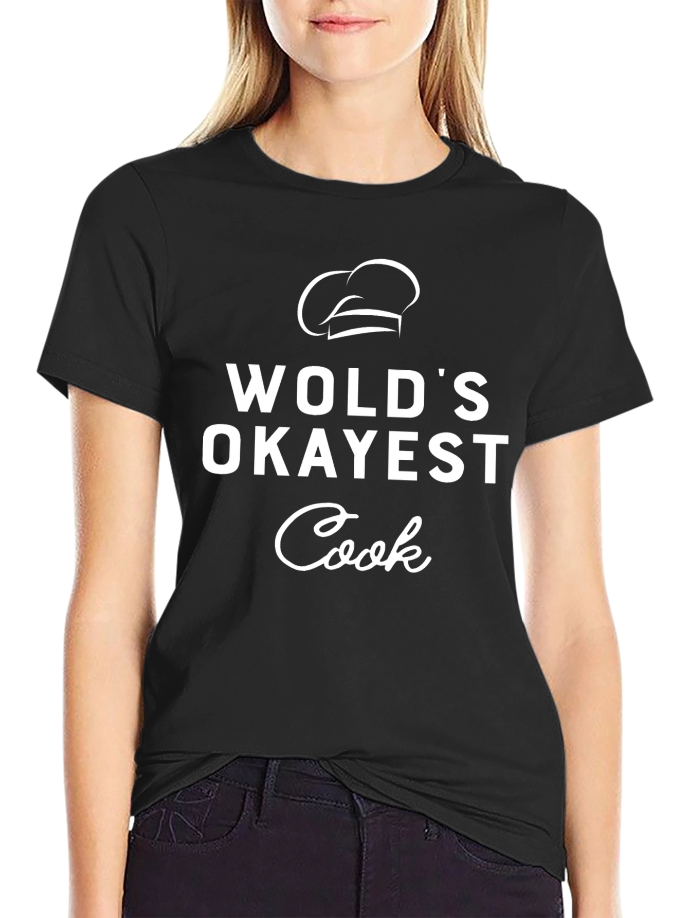Worlds Okayest Cook T-Shirt Chef Hat Graphic Tee
