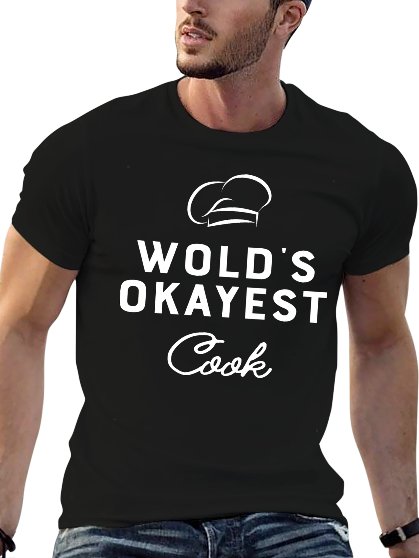 Worlds Okayest Cook T-Shirt Chef Hat Graphic Tee