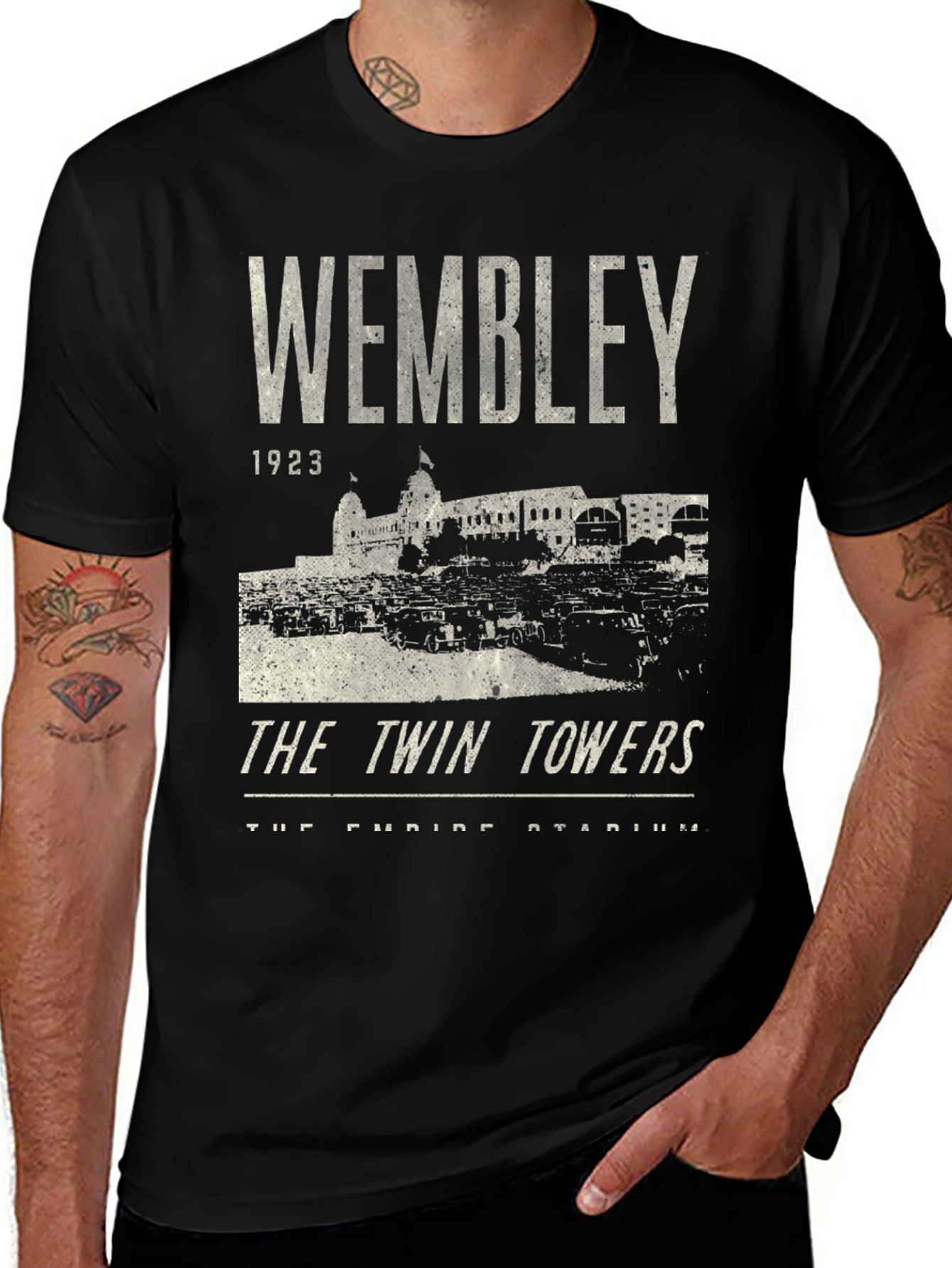 Wembley 1923 Twin Towers Black Graphic T-Shirt
