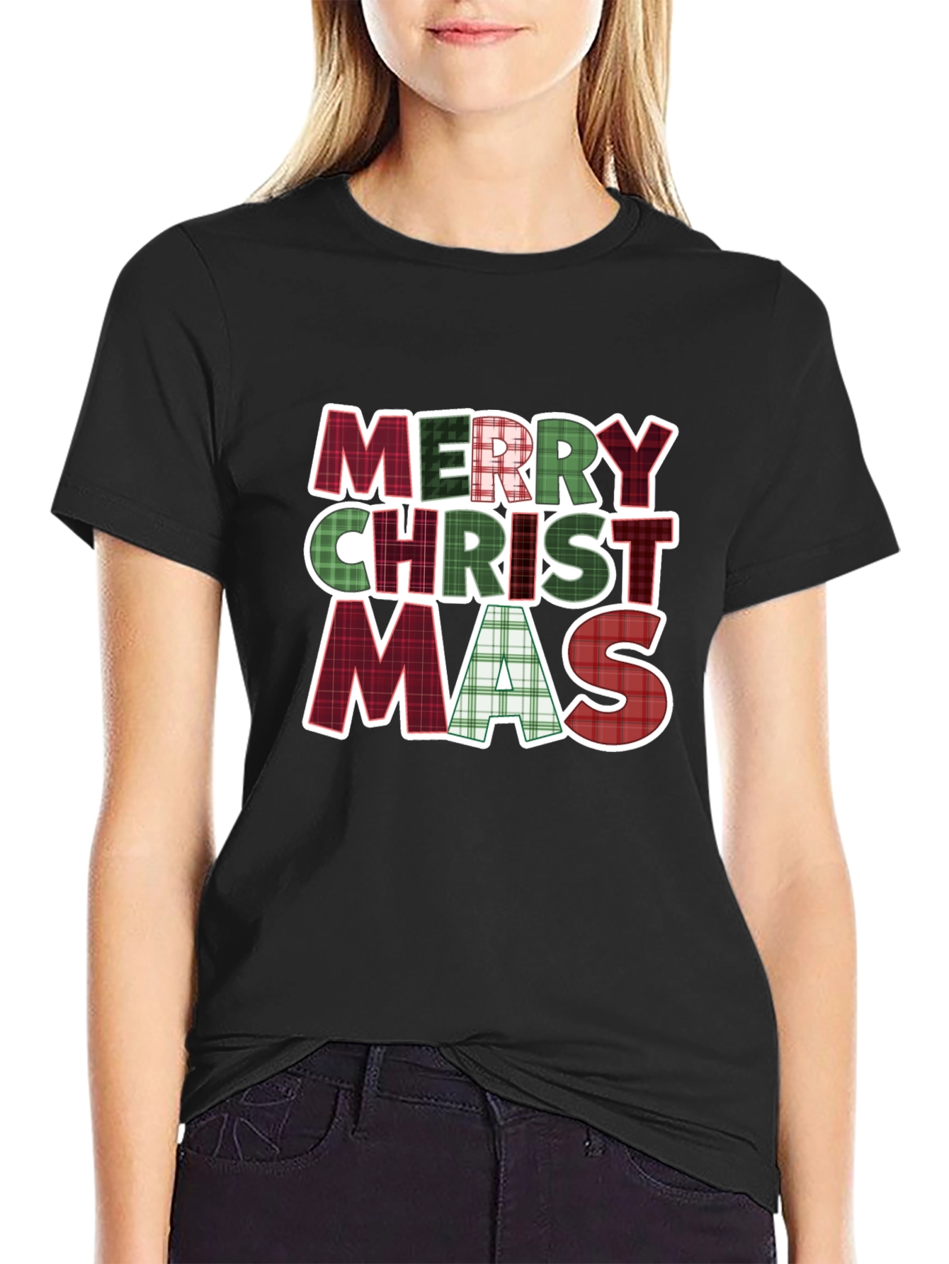 Merry Christmas Plaid T-Shirt