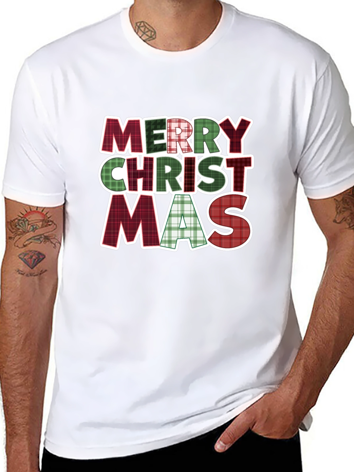 Merry Christmas Plaid T-Shirt