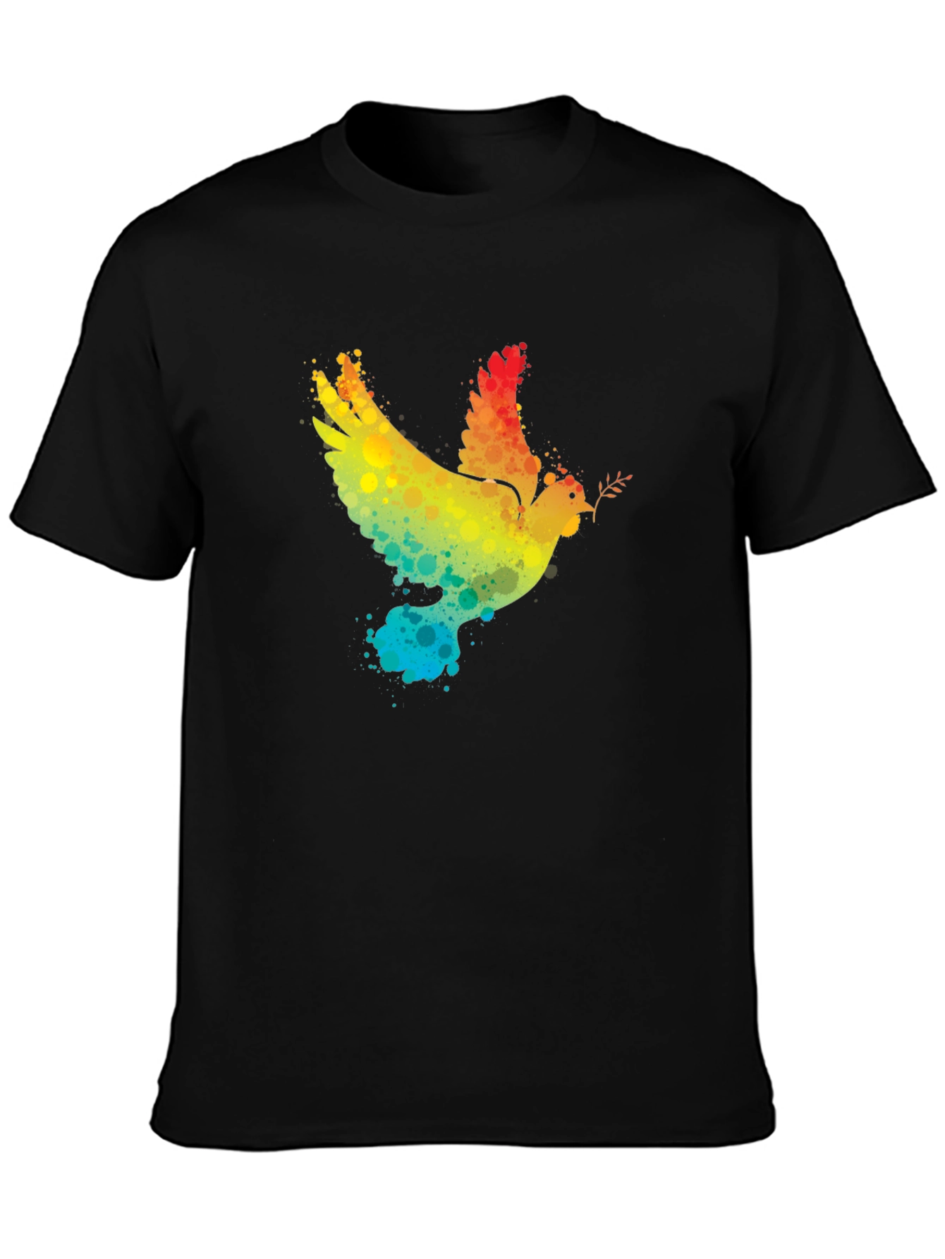 Peace Dove Rainbow Splatter Graphic T-Shirt
