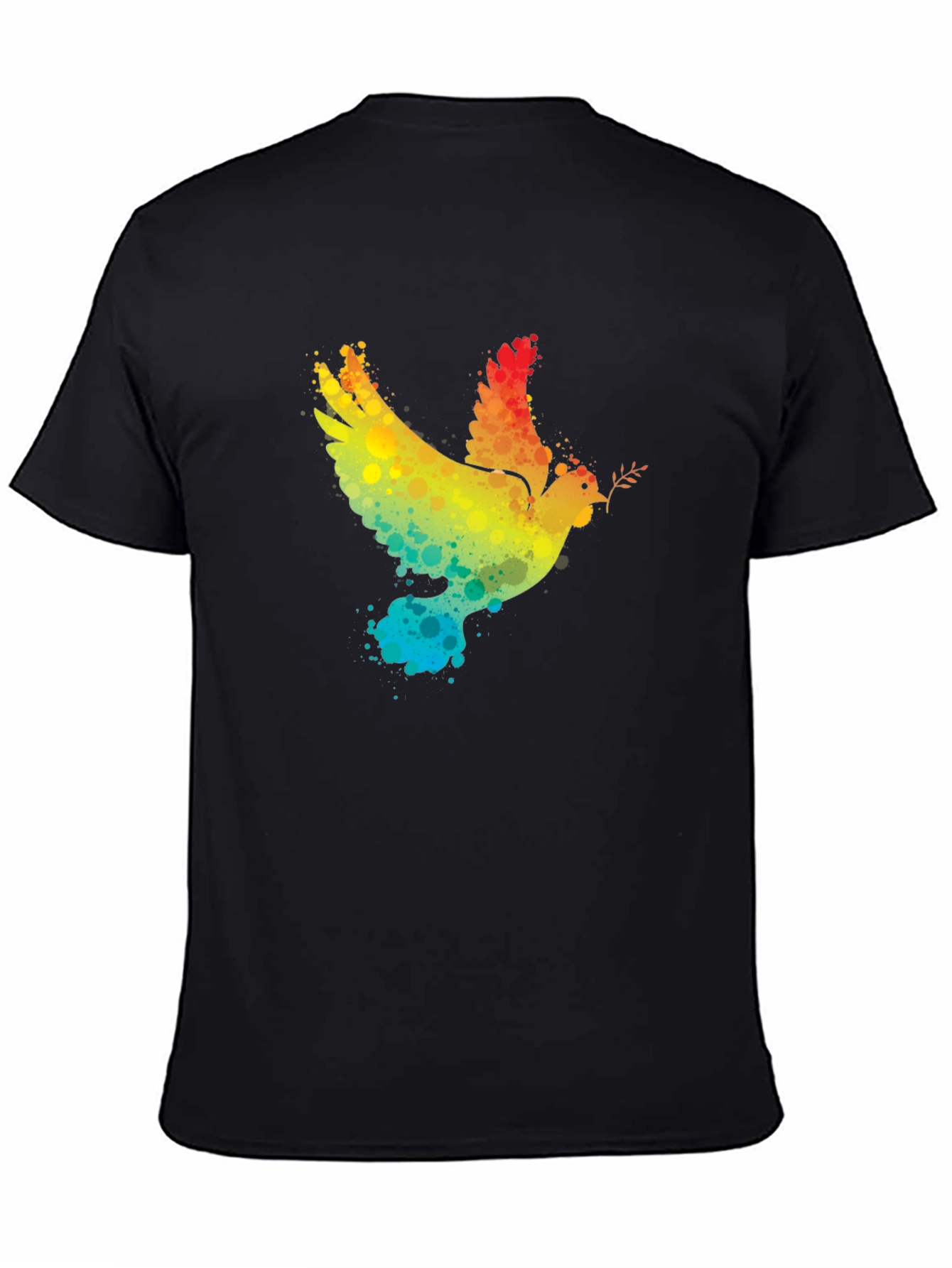 Peace Dove Rainbow Splatter Graphic T-Shirt