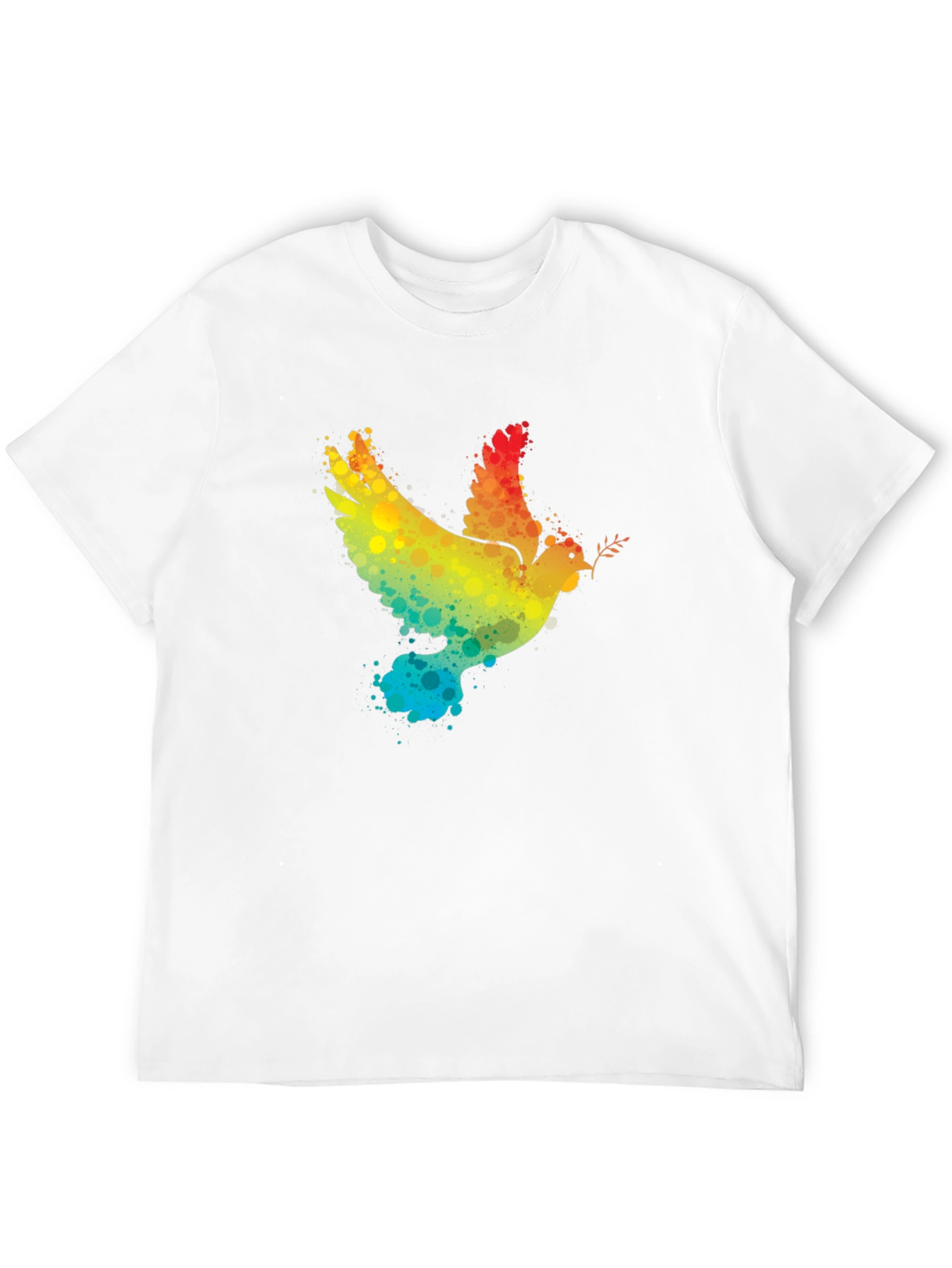 Peace Dove Rainbow Splatter Graphic T-Shirt