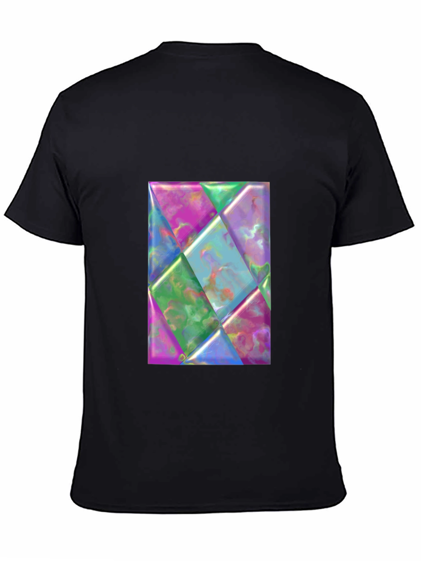 Geometric Prism Design Black T-Shirt