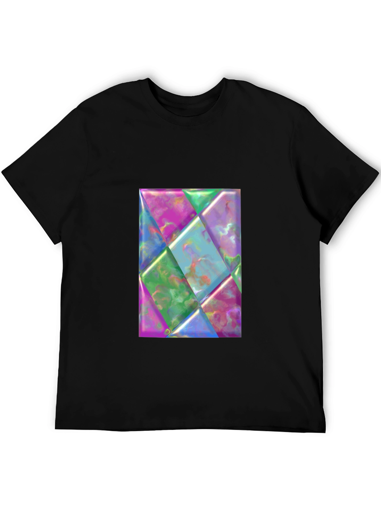 Geometric Prism Design Black T-Shirt
