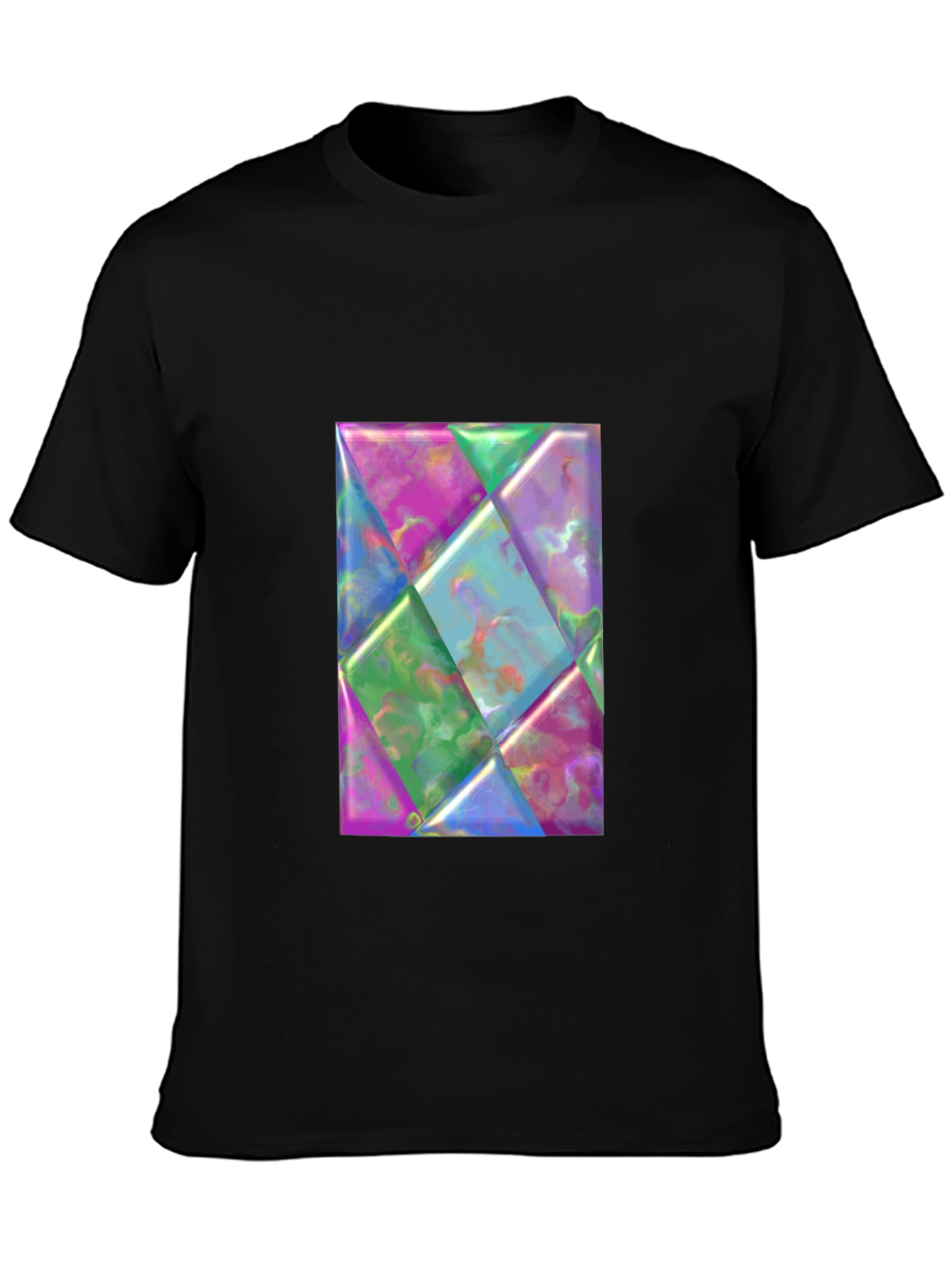 Geometric Prism Design Black T-Shirt