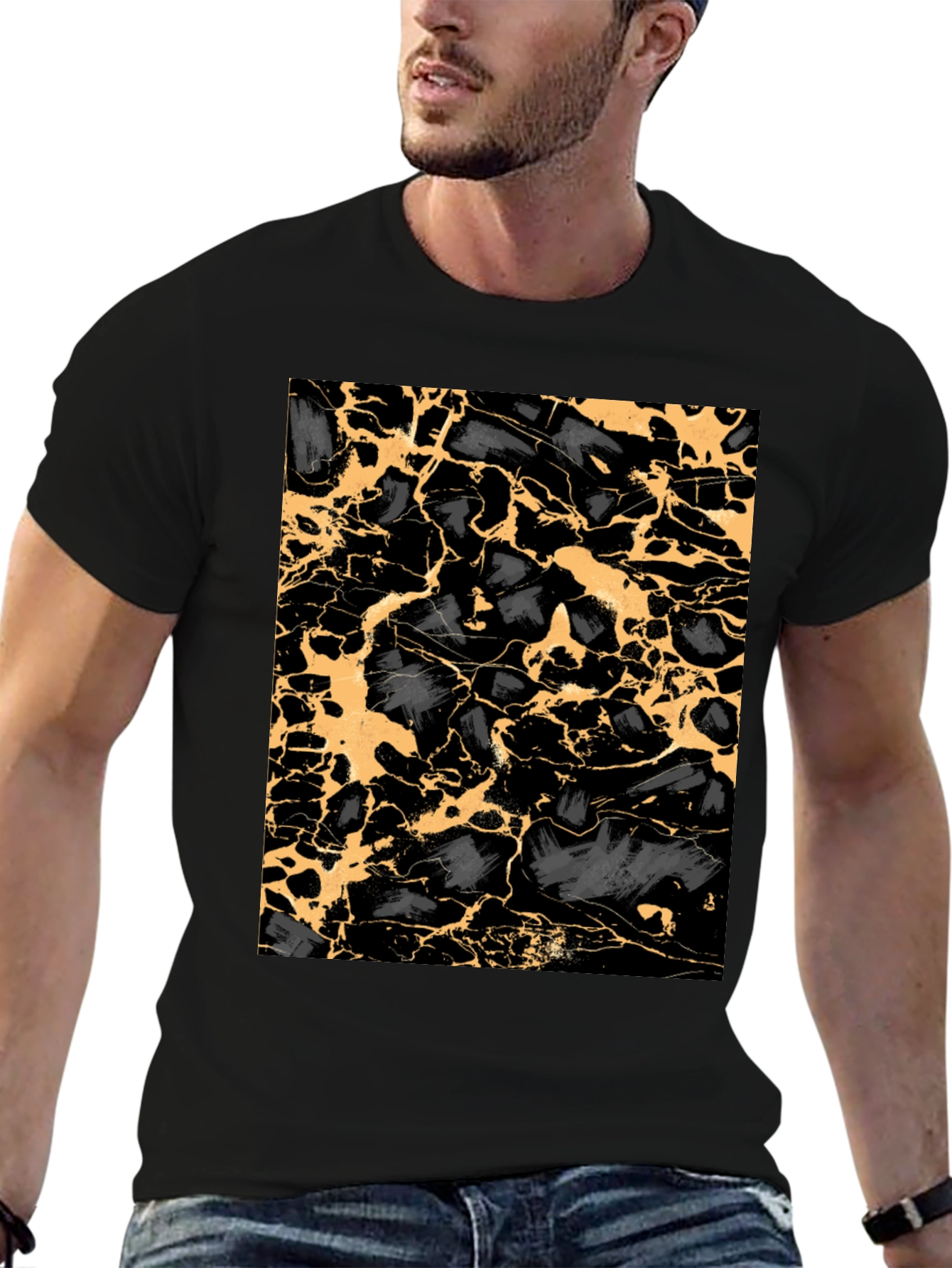 Abstract Gold & Black T-Shirt