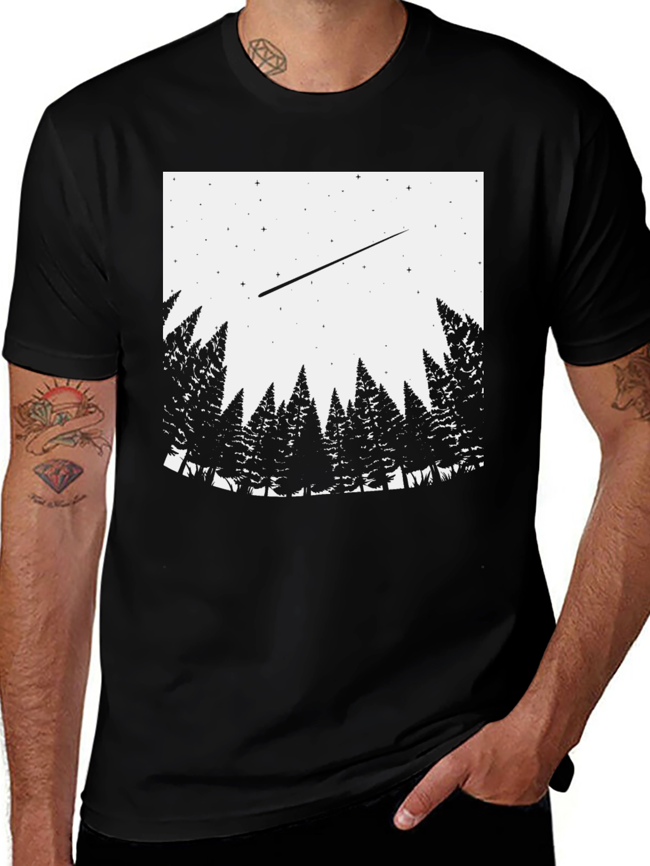 Starry Night Forest Graphic Tee