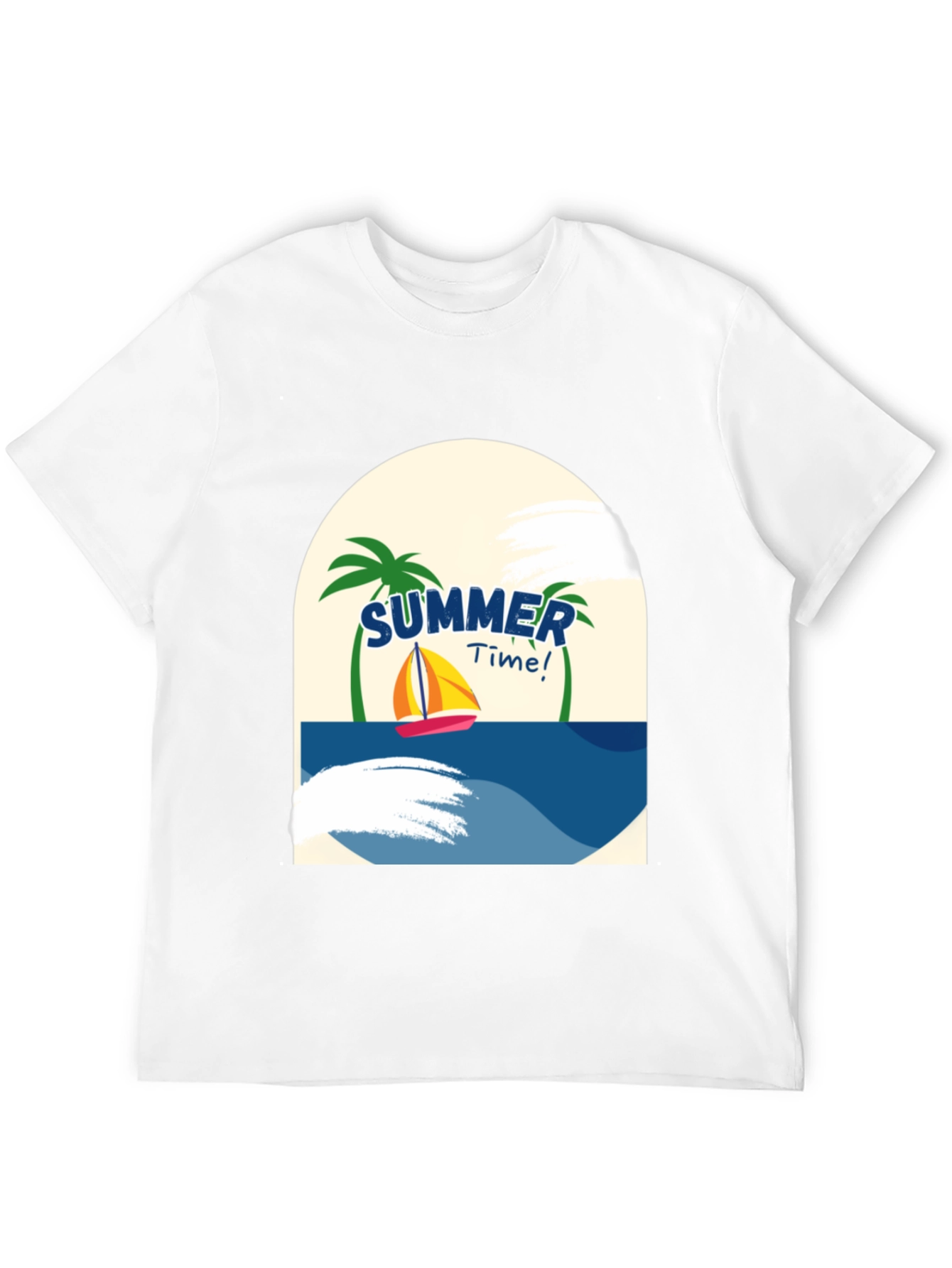 Summer Time Graphic T-Shirt - Tropical Sailboat Design