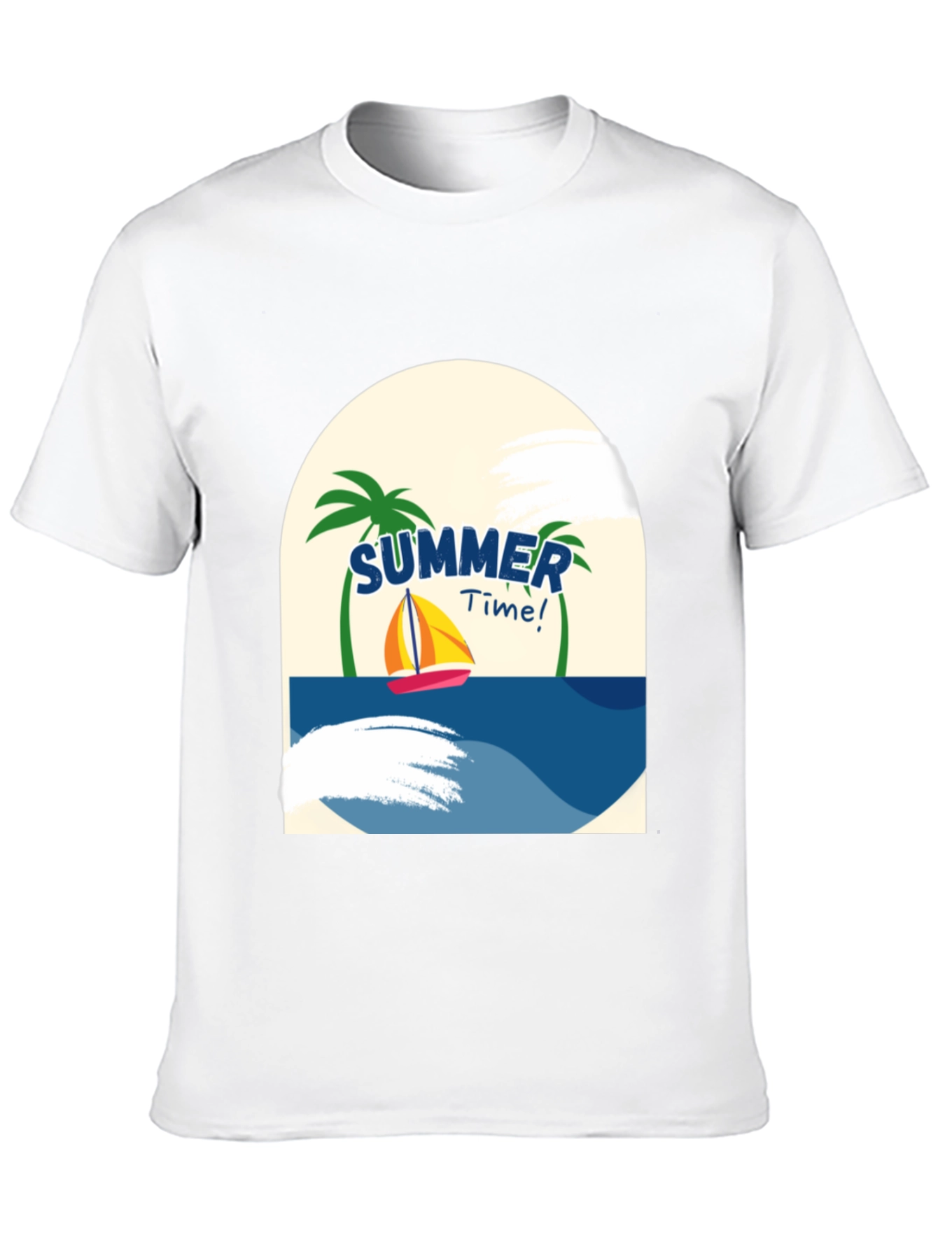 Summer Time Graphic T-Shirt - Tropical Sailboat Design
