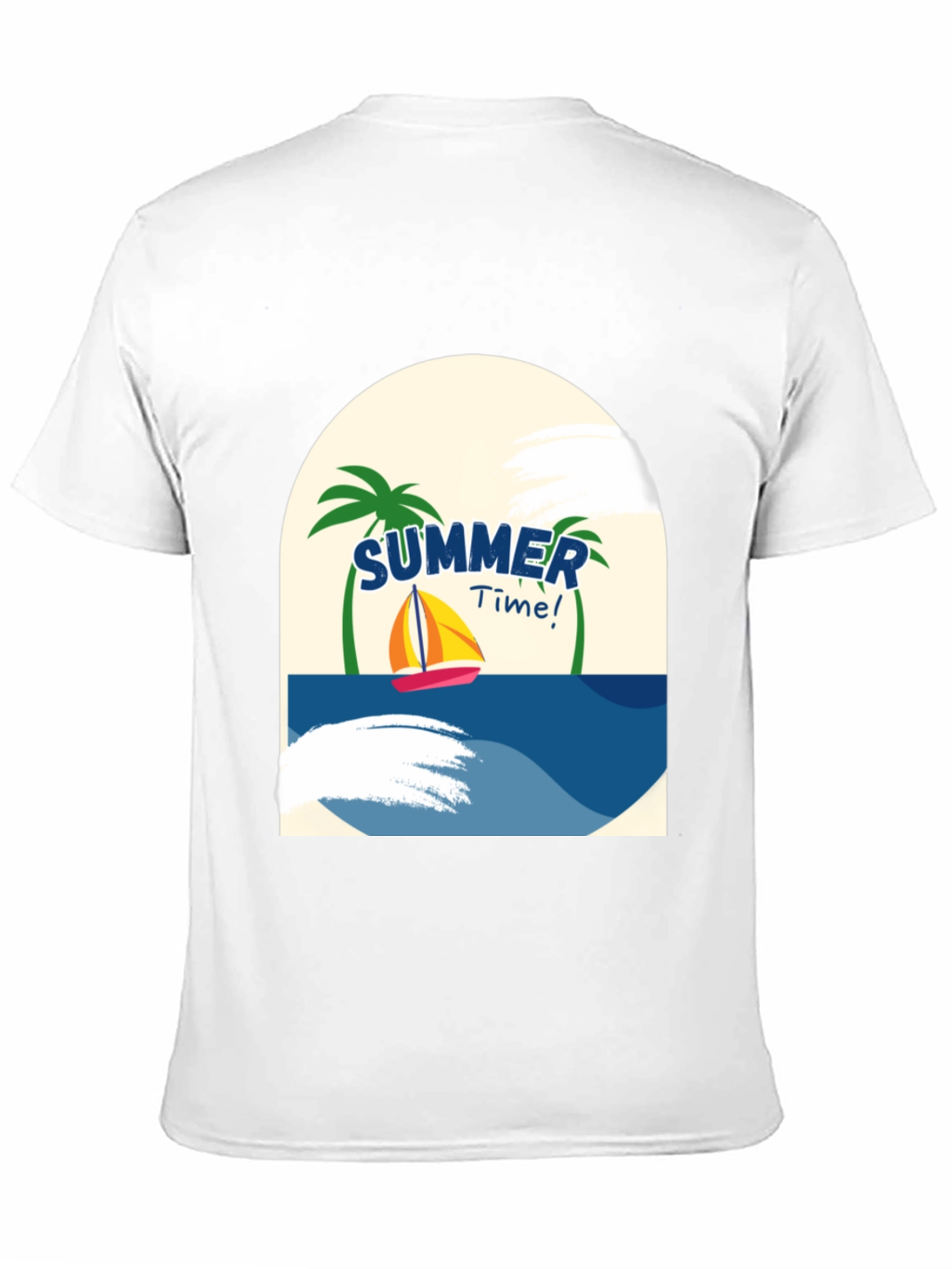 Summer Time Graphic T-Shirt - Tropical Sailboat Design