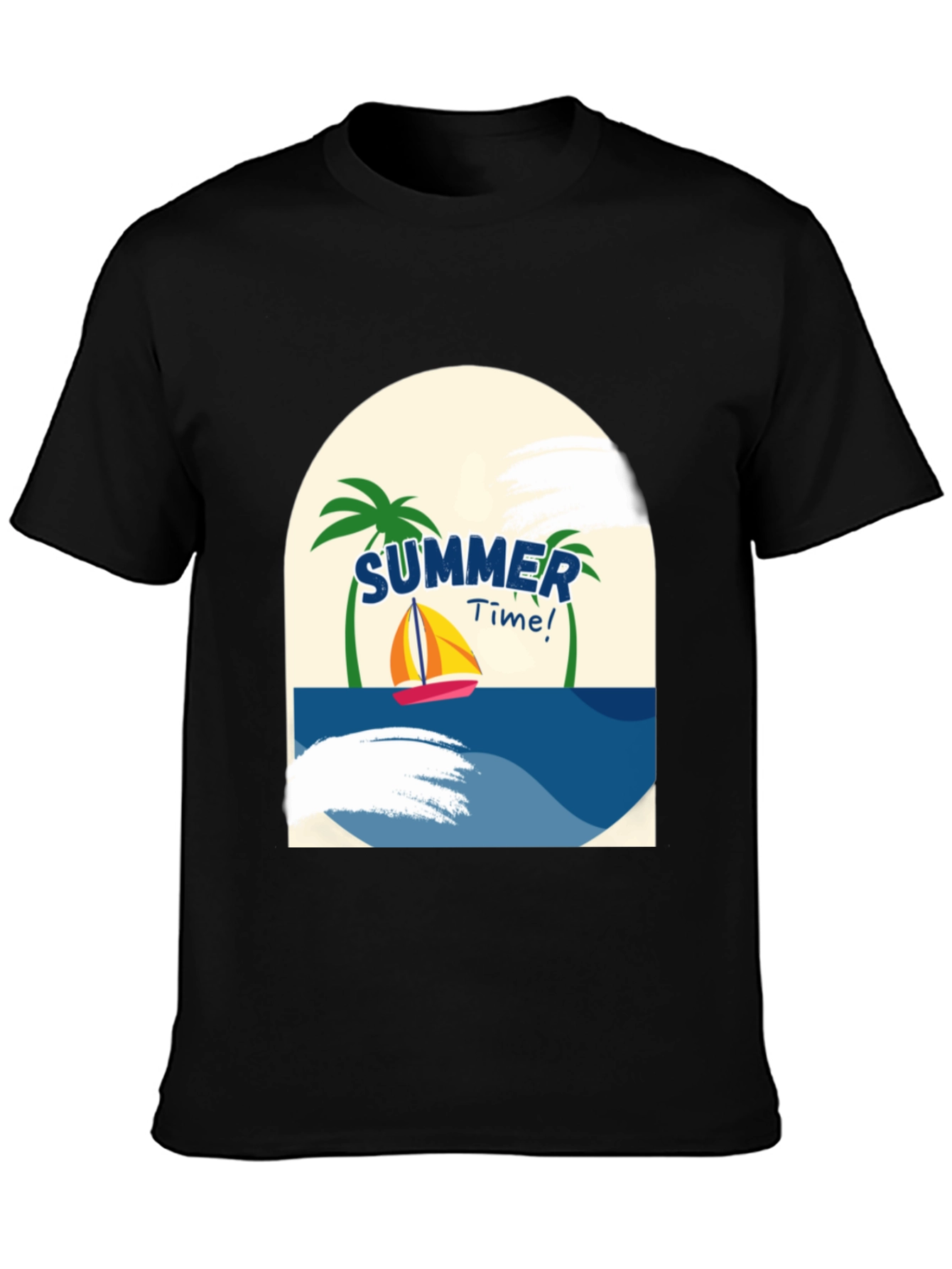 Summer Time Graphic T-Shirt - Tropical Sailboat Design