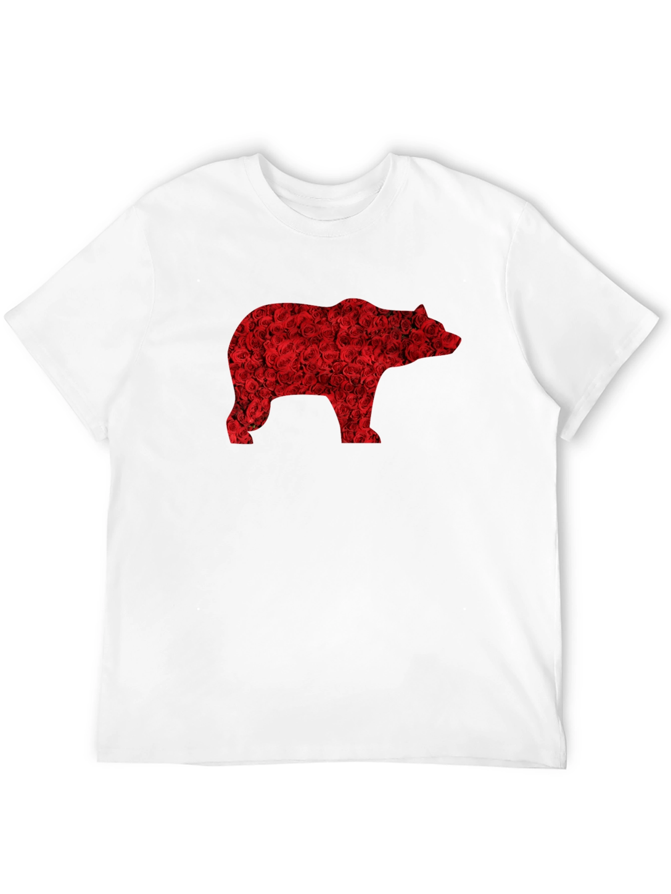 Floral Bear Graphic Tee - Black Casual T-Shirt