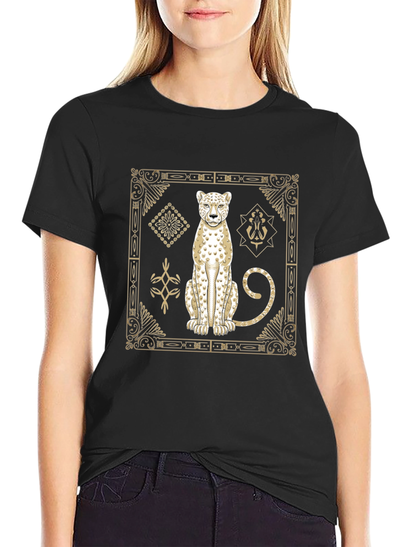 Leopard Graphic Print Crew Neck T-Shirt