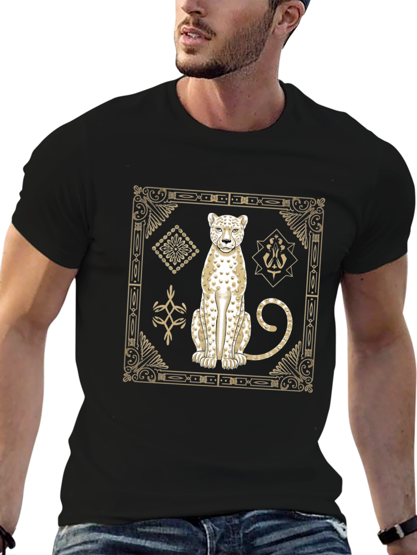 Leopard Graphic Print Crew Neck T-Shirt