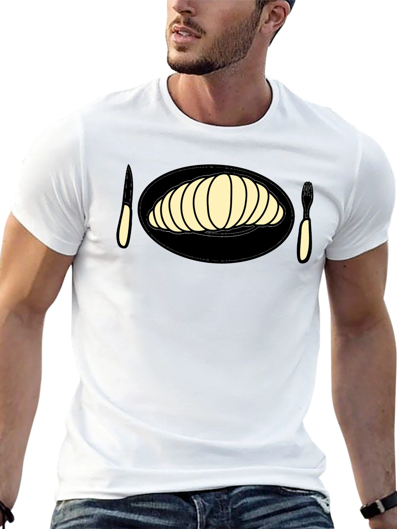 Croissant Graphic Tee - Unique Foodie Fashion