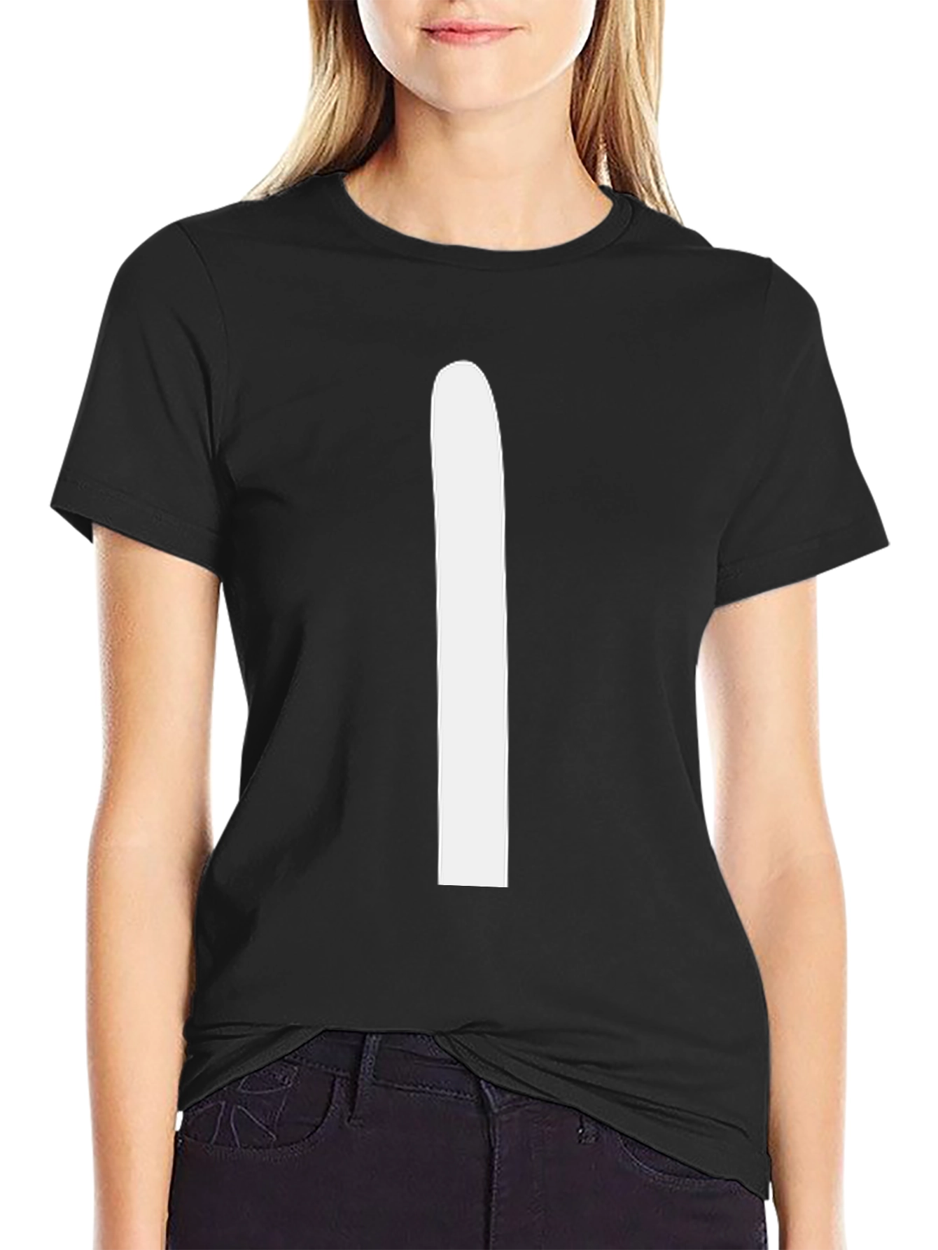 Black T-Shirt with White Stripe