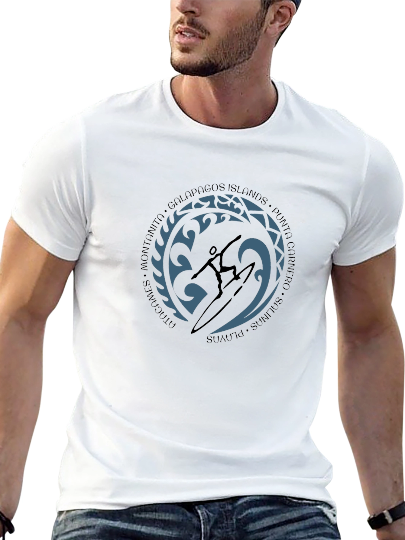 Surfer Graphic T-Shirt - Black Crew Neck