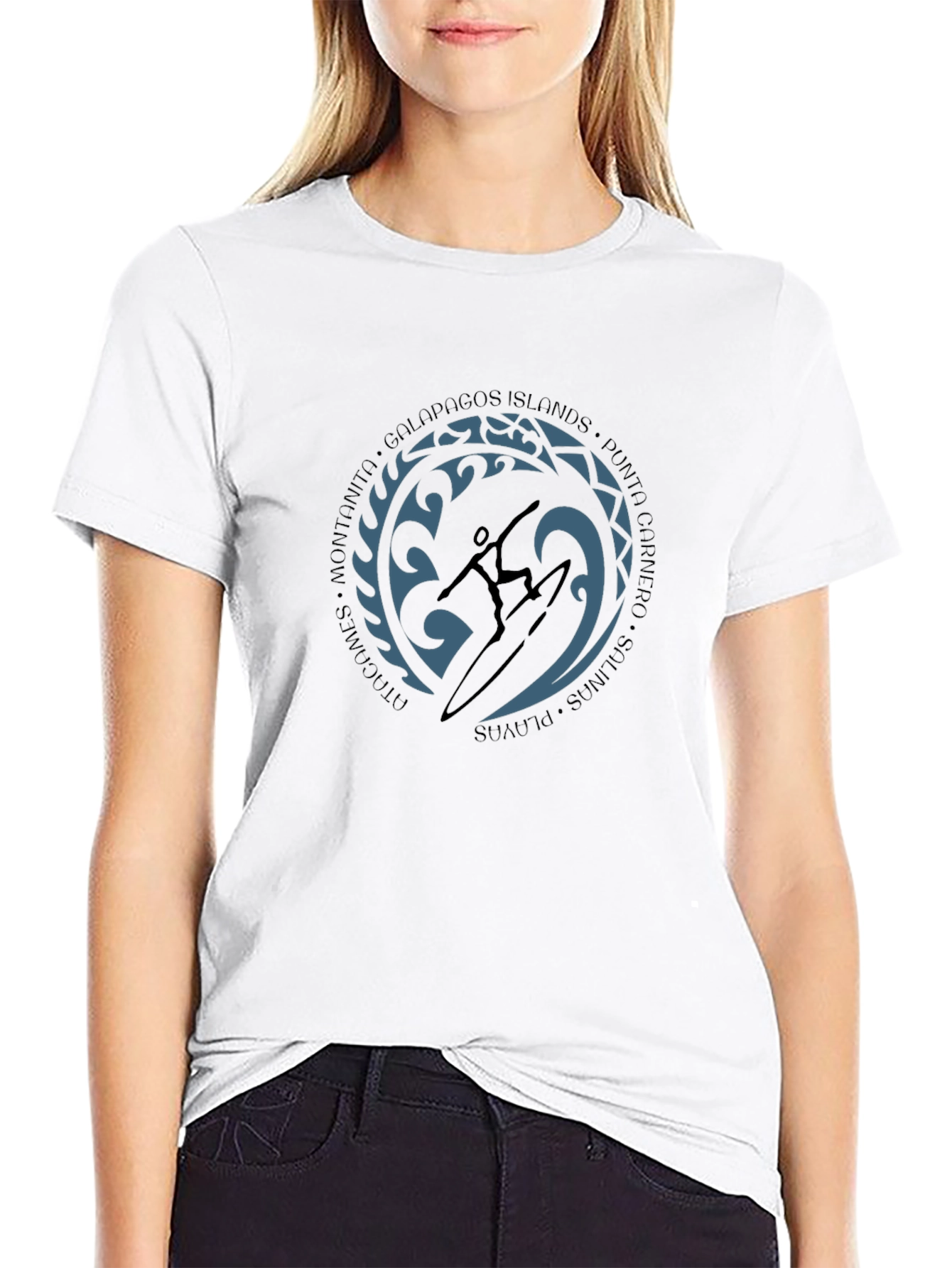 Surfer Graphic T-Shirt - Black Crew Neck