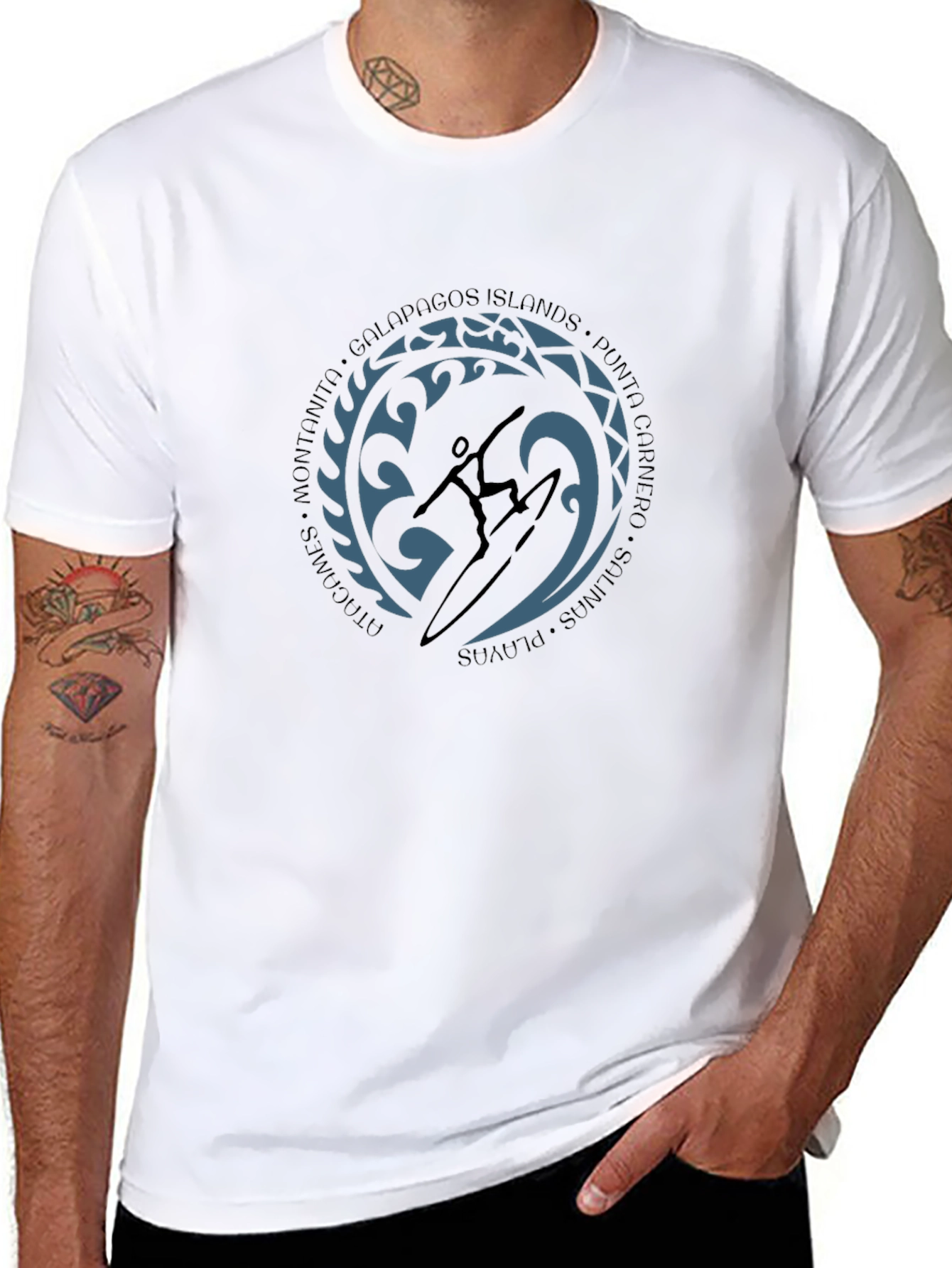 Surfer Graphic T-Shirt - Black Crew Neck