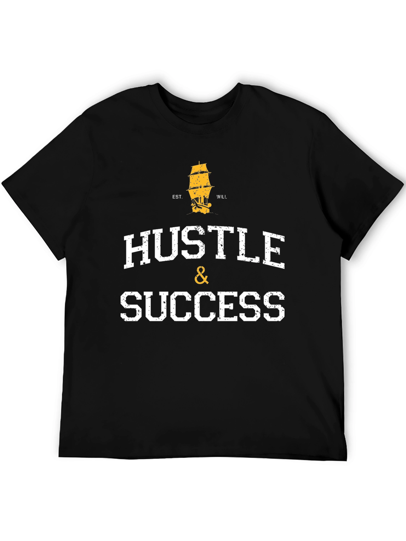 Hustle & Success Graphic Print Black T-Shirt