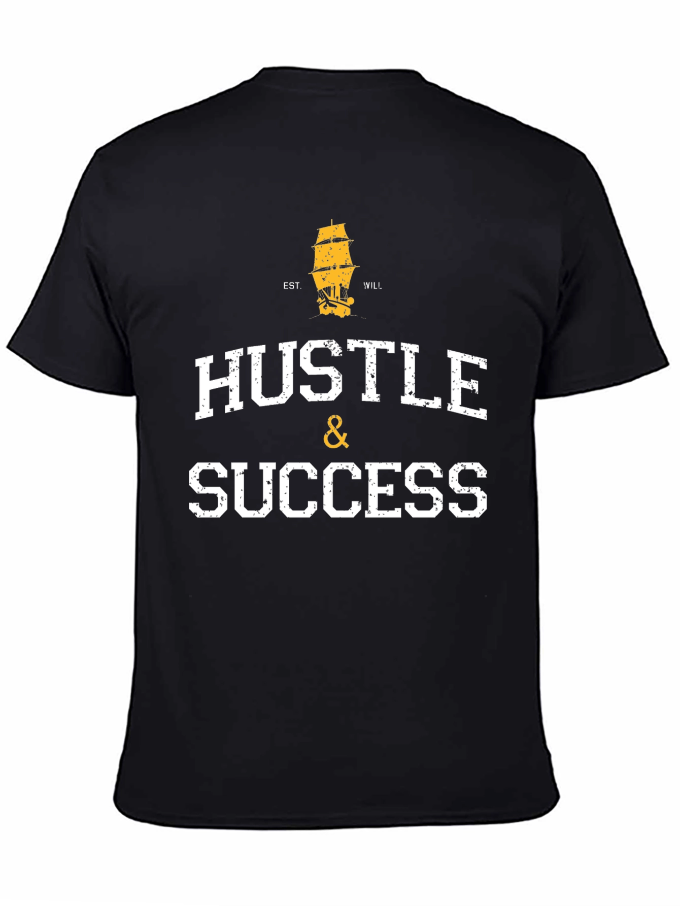 Hustle & Success Graphic Print Black T-Shirt