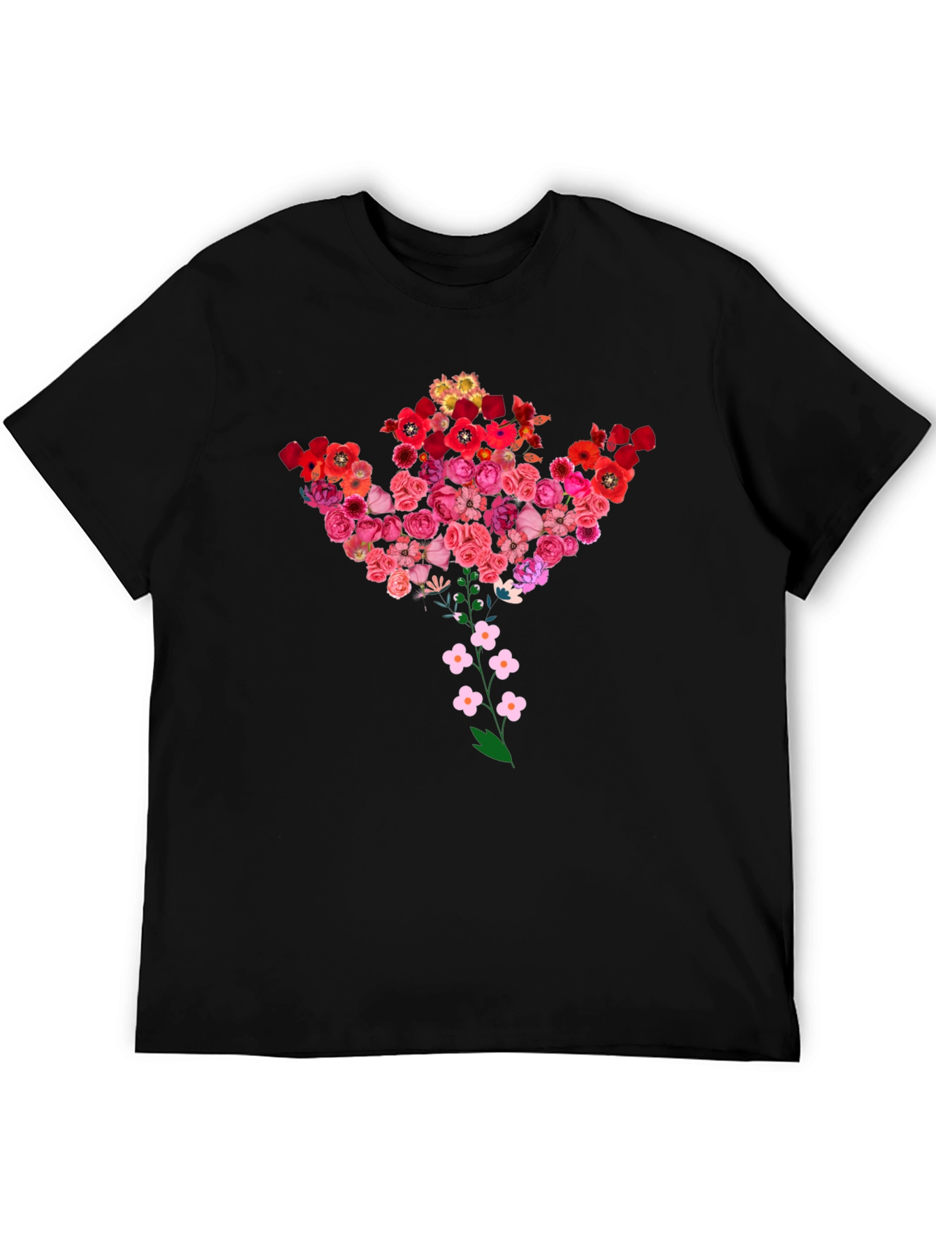 Floral Bouquet Tee - Stylish Black T-Shirt