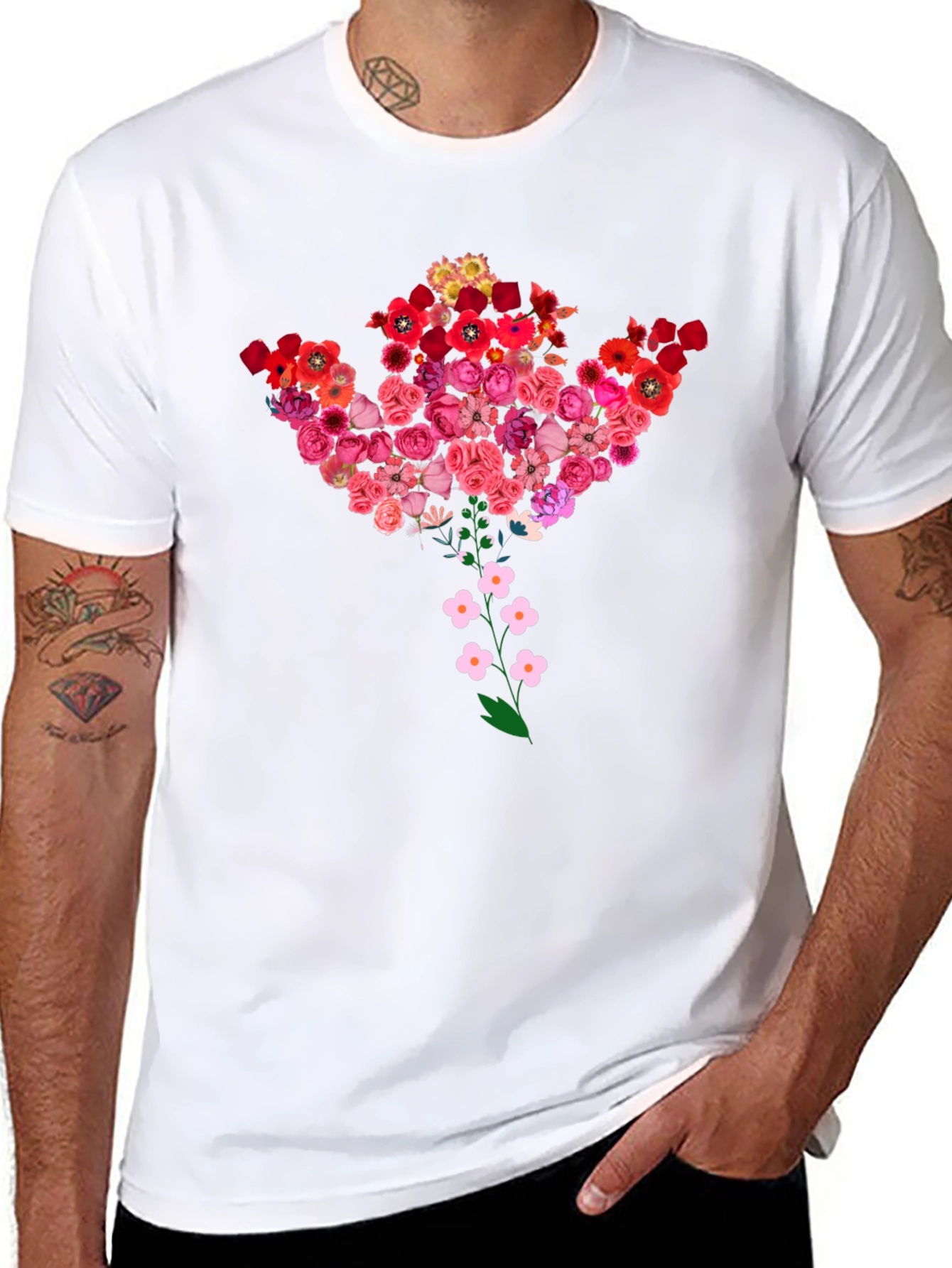 Floral Bouquet Tee - Stylish Black T-Shirt
