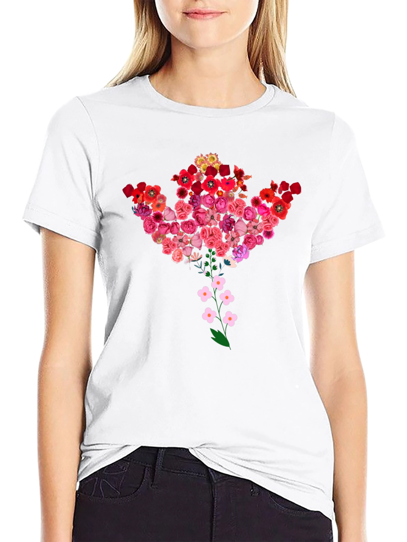 Floral Bouquet Tee - Stylish Black T-Shirt