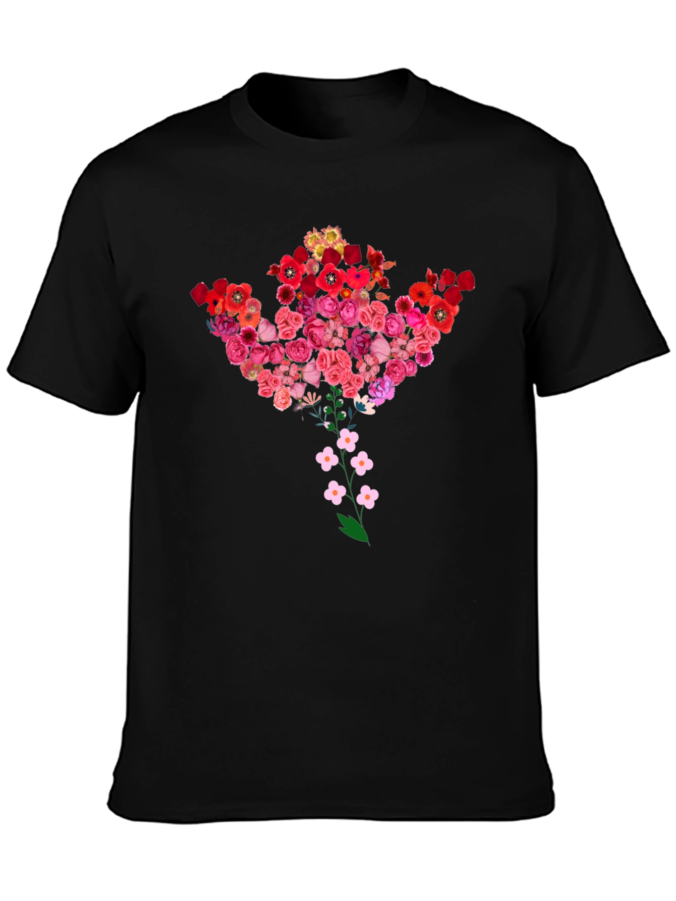 Floral Bouquet Tee - Stylish Black T-Shirt