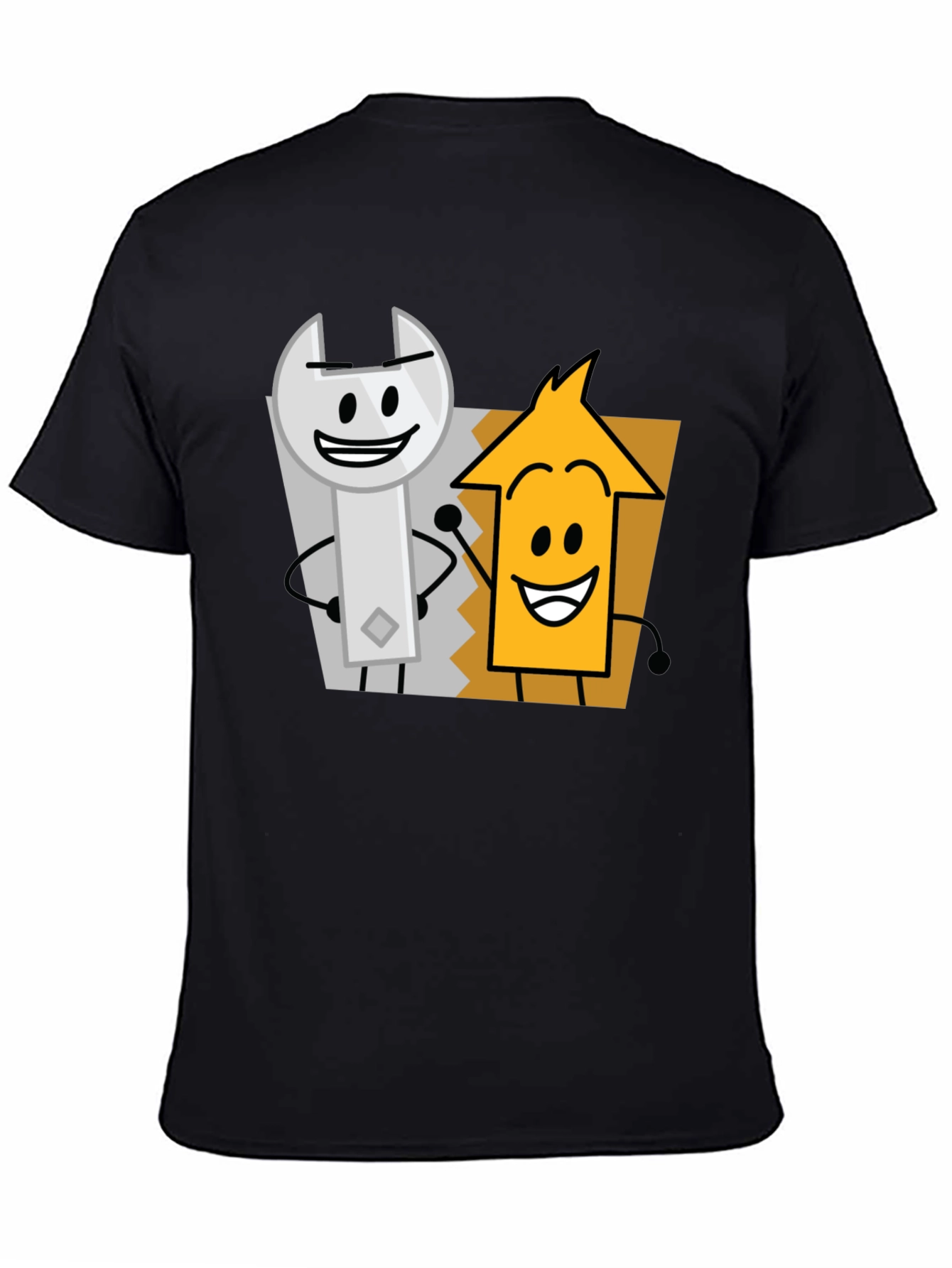 Cartoon Character Graphic Tee - Black Cotton Casual