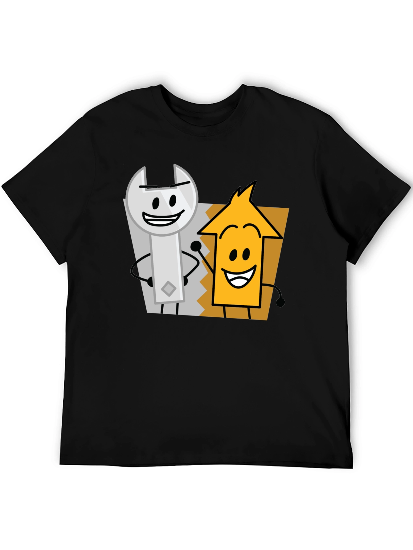 Cartoon Character Graphic Tee - Black Cotton Casual