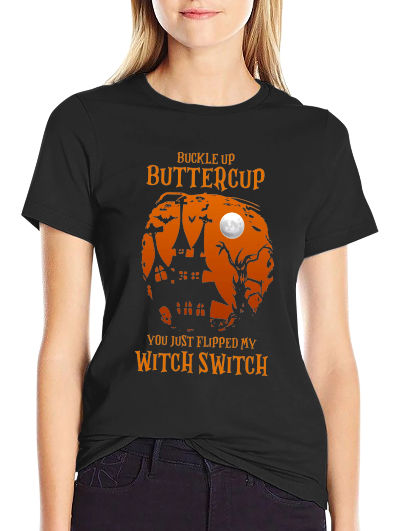 Buckle Up Buttercup Witch Halloween T-Shirt