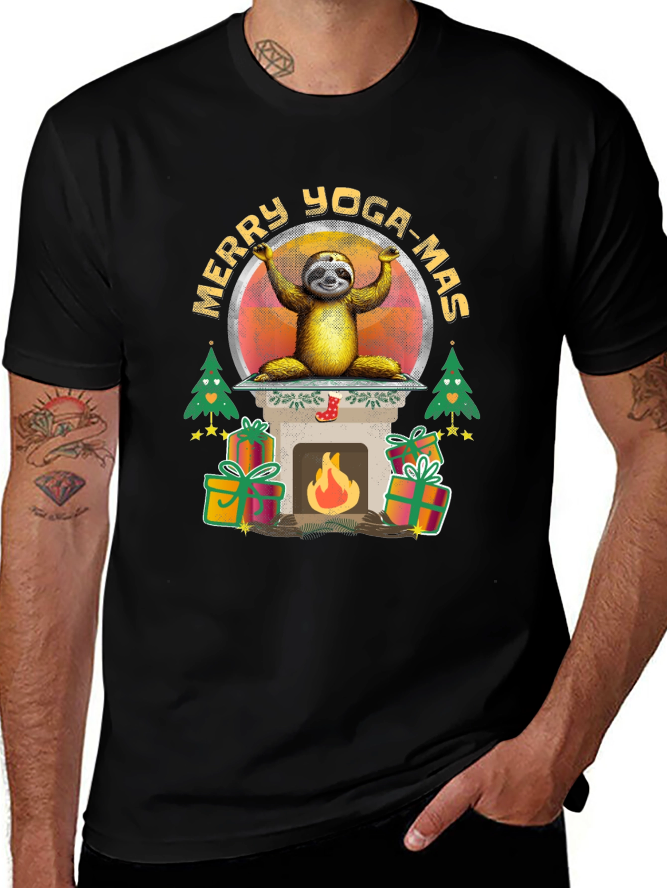 Merry Yoga-Mas Sloth Graphic Tee