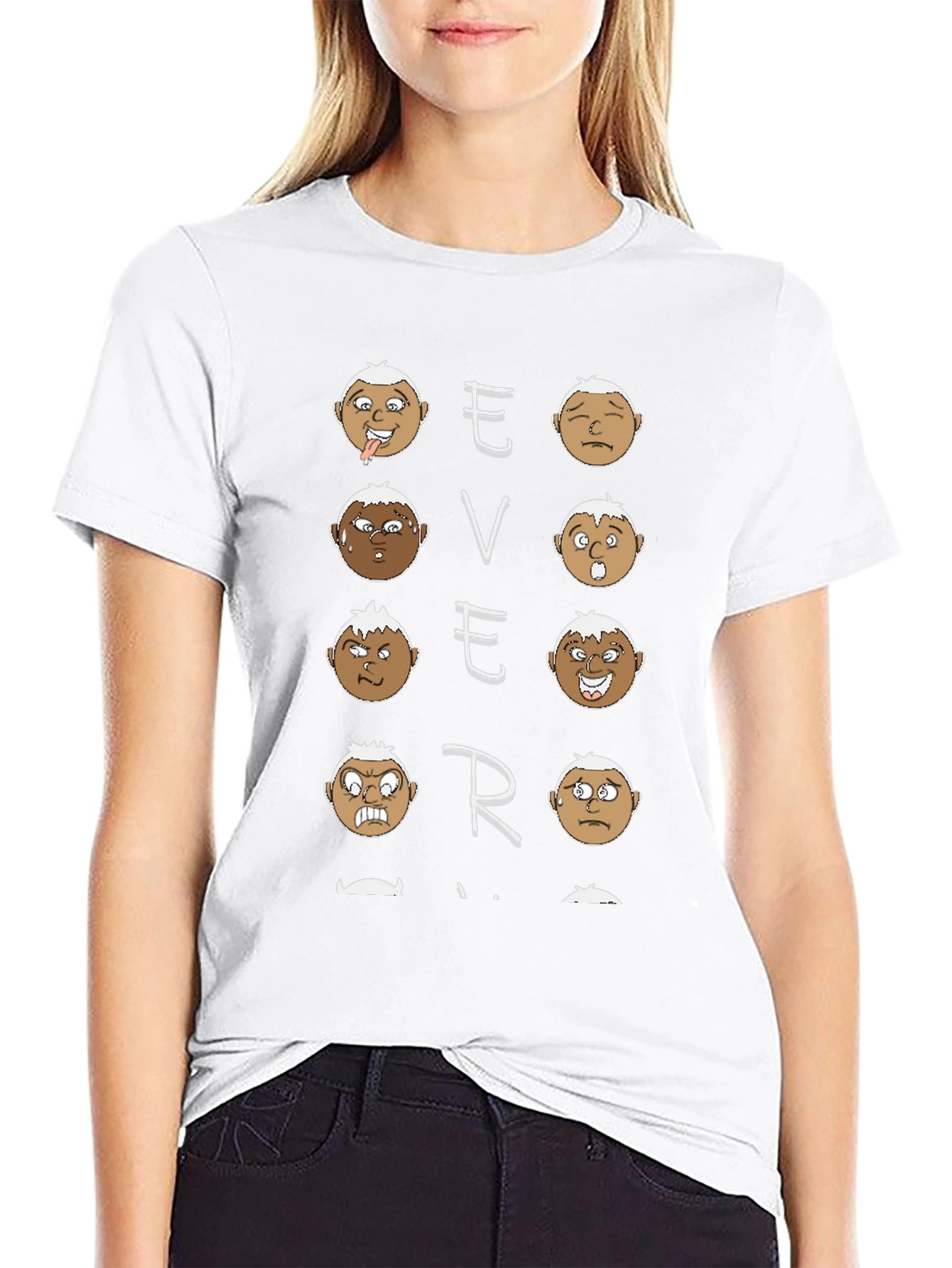 Emotion Faces Graphic Black T-Shirt