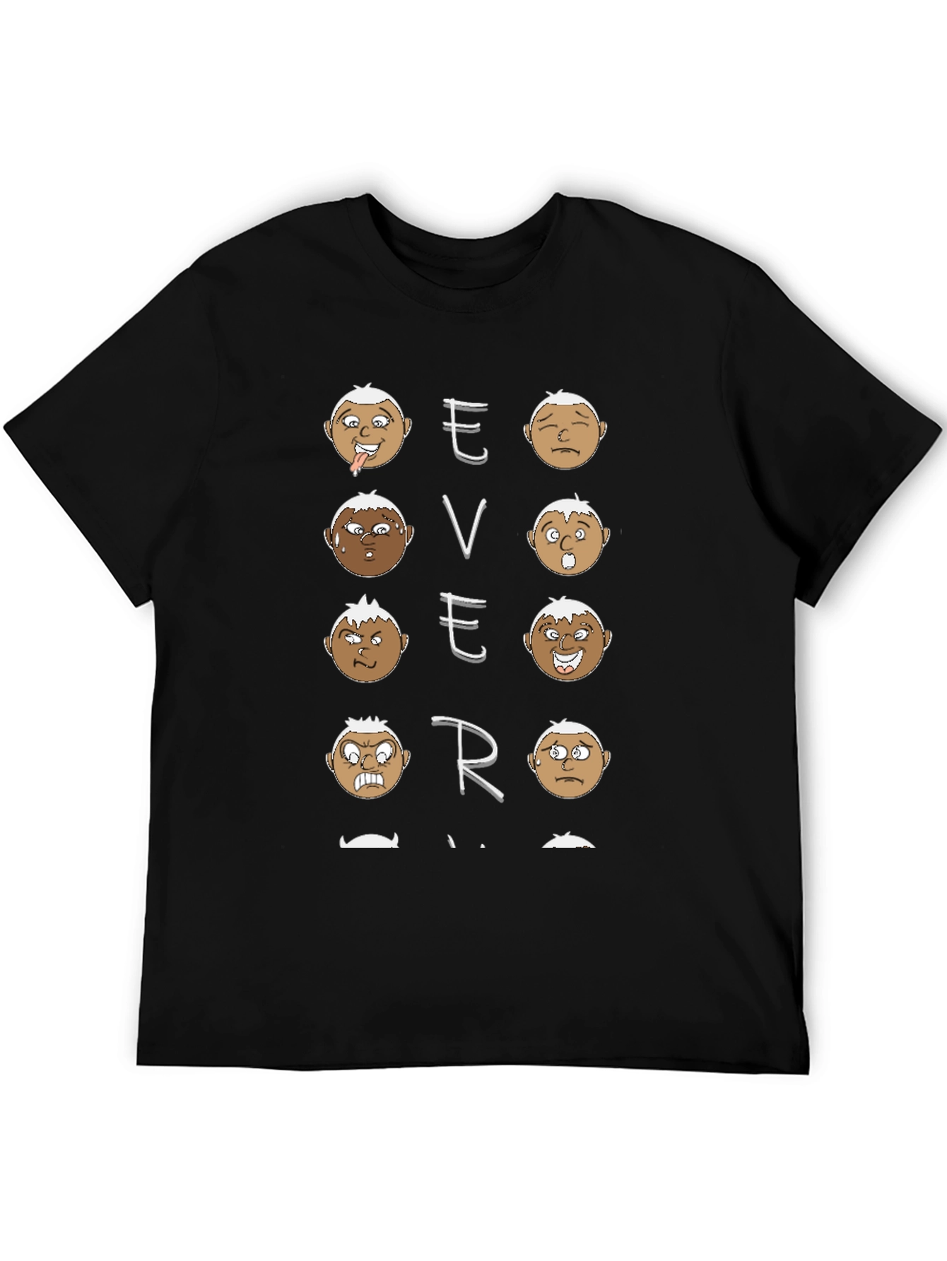 Emotion Faces Graphic Black T-Shirt