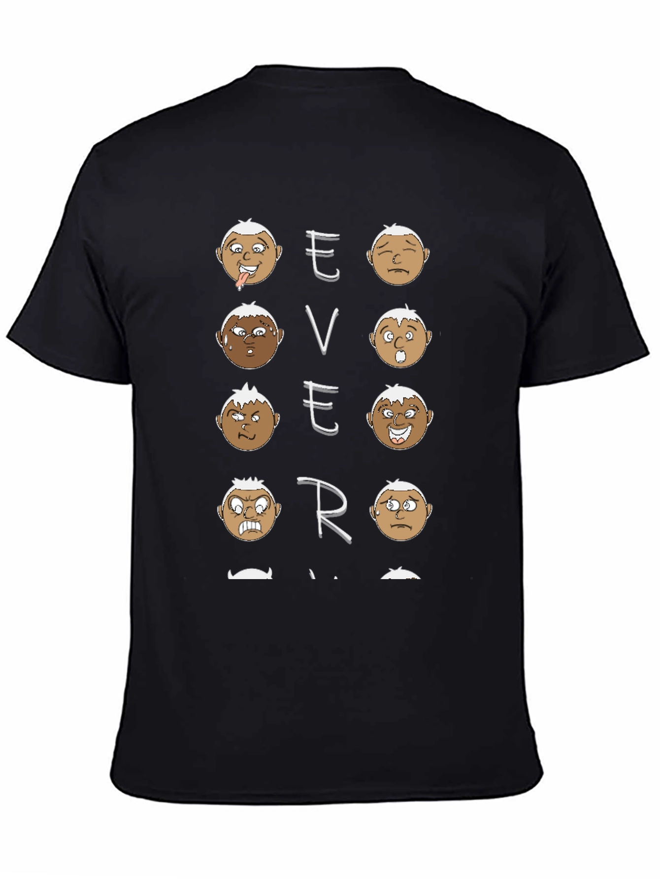 Emotion Faces Graphic Black T-Shirt